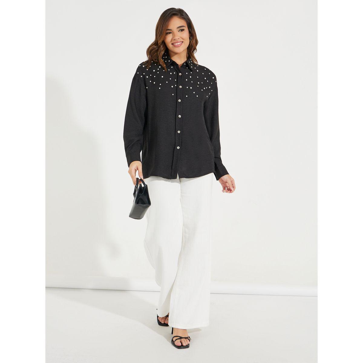Styli Limited Embellished Oversized Shirt with Buttons-women-clothing-shirtsandblouses-shirts-image-2