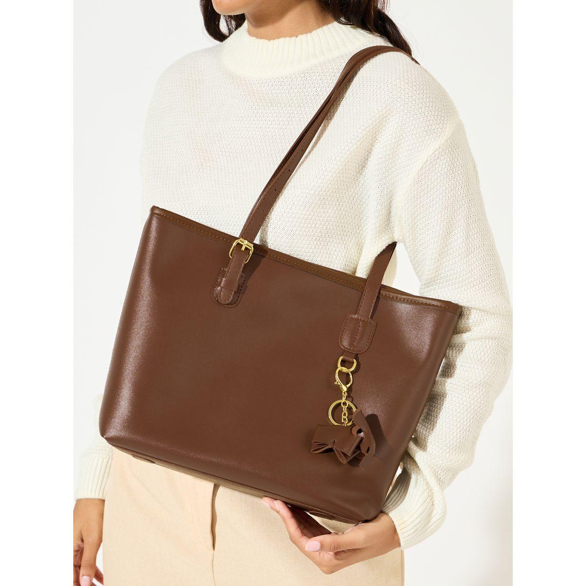 Styli Solid Tote Bag with Adjustable Strap-women-bagsandwallets-handbags-image-2