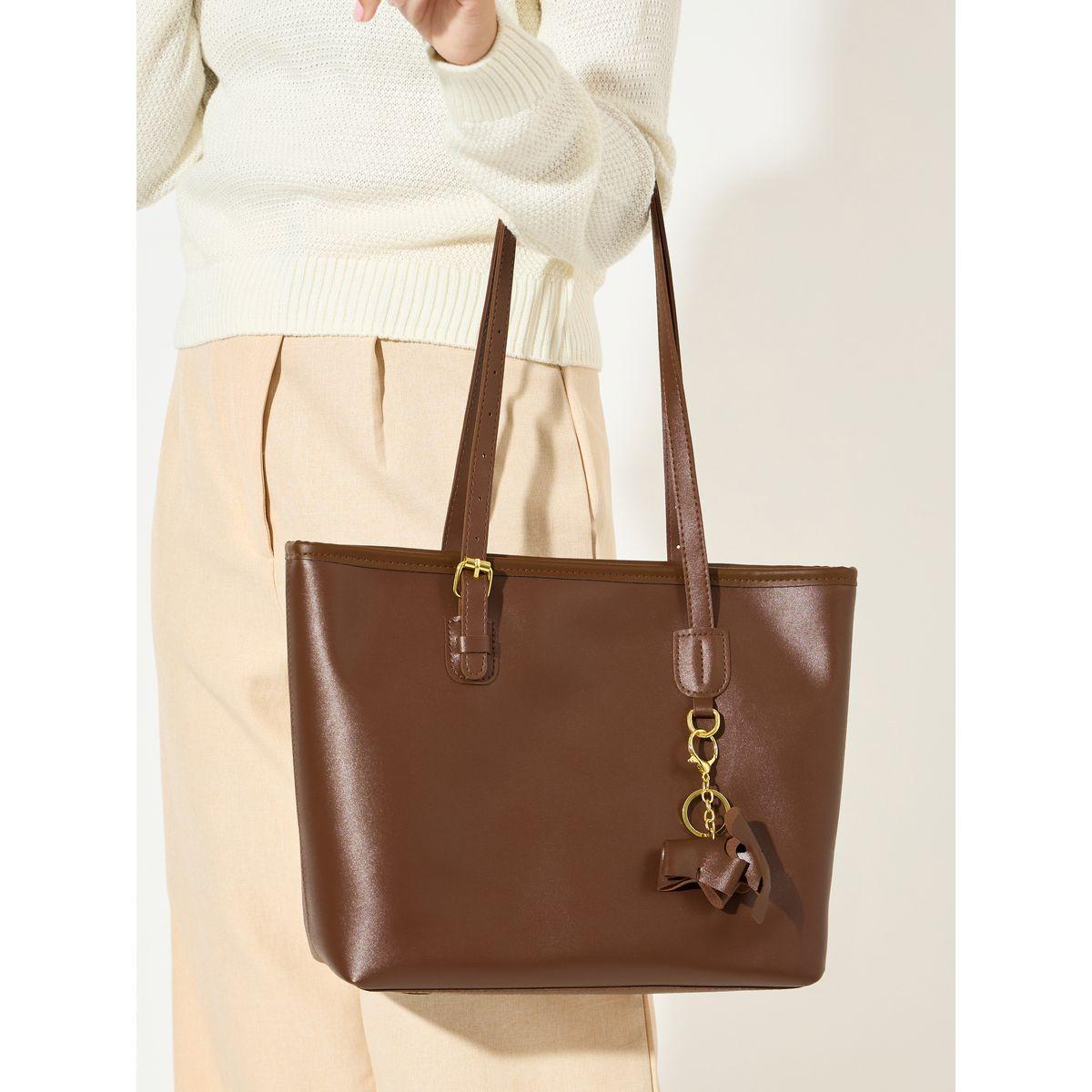 Styli Solid Tote Bag with Adjustable Strap-women-bagsandwallets-handbags-image-3