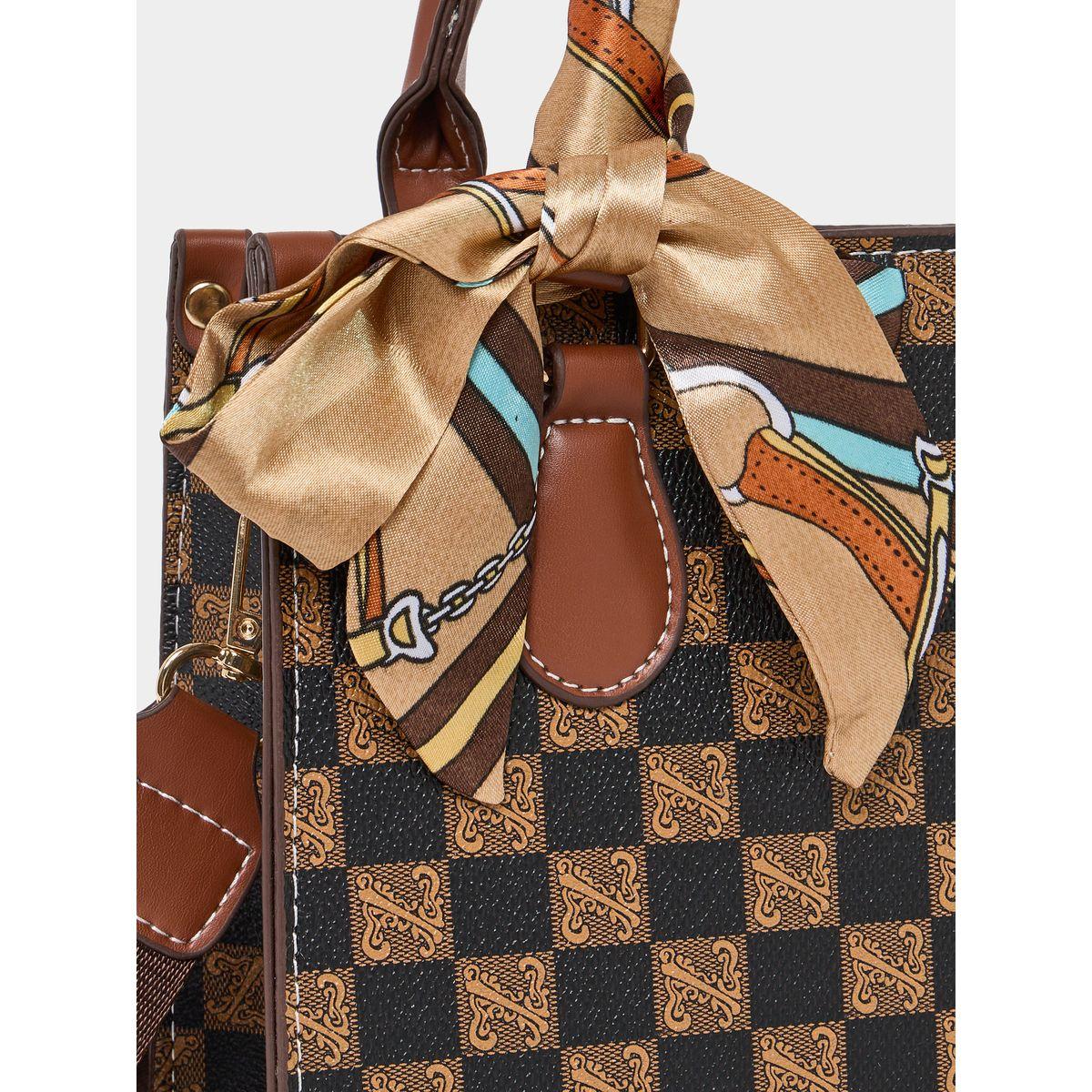 Styli Check Design Handbag with Adjustable Strap-women-bagsandwallets-handbags-image-5