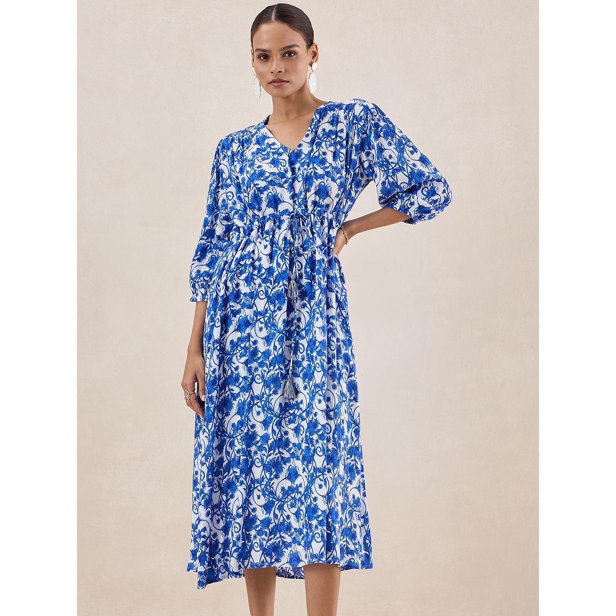 فستان ميدي مطبع بالكامل مع اربطة فِميلا × ستايلي-women-clothing-dresses-image-2