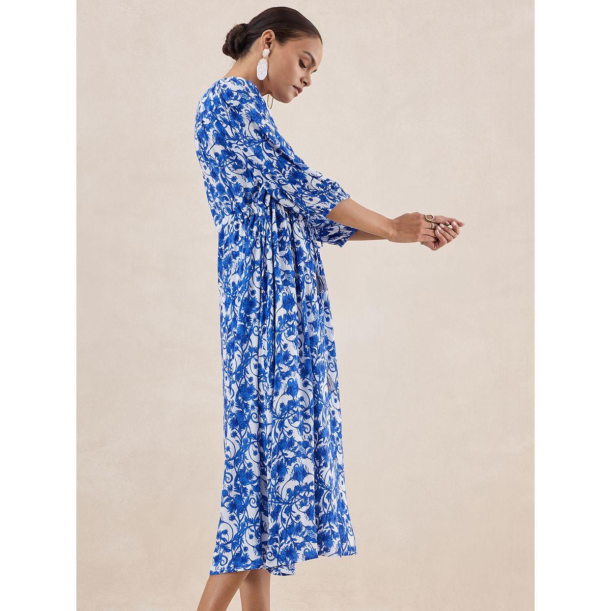 فستان ميدي مطبع بالكامل مع اربطة فِميلا × ستايلي-women-clothing-dresses-image-3