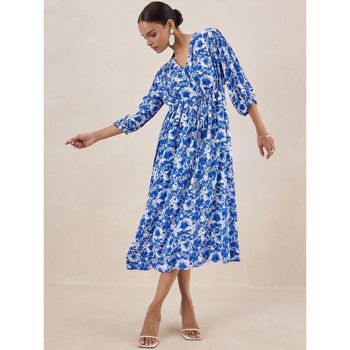 فستان ميدي مطبع بالكامل مع اربطة فِميلا × ستايلي-women-clothing-dresses-image-5