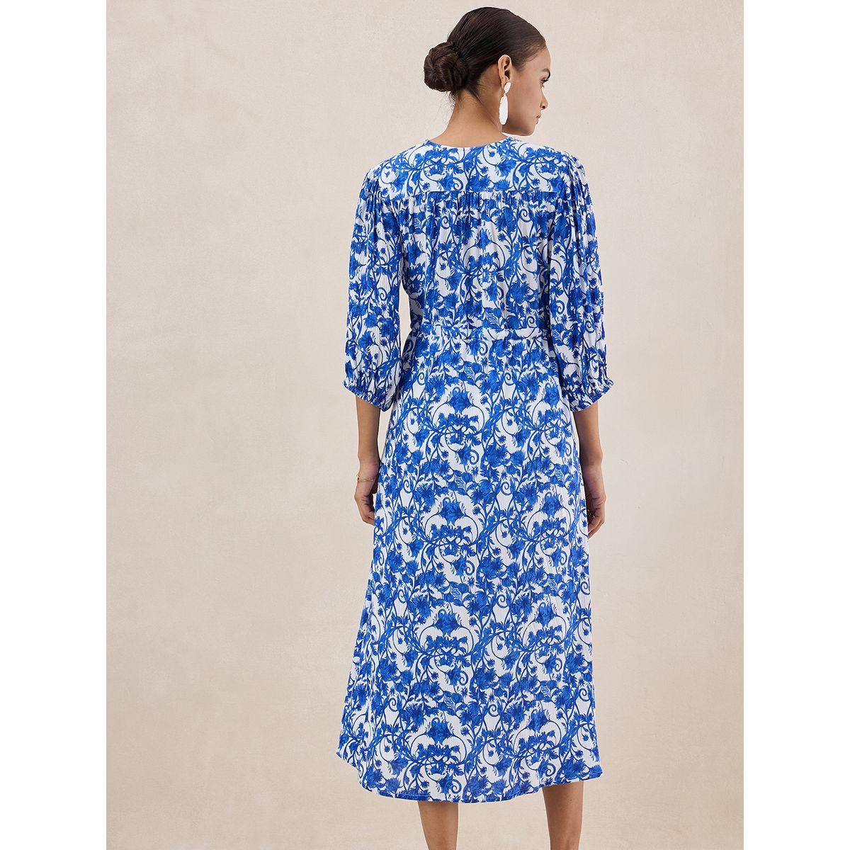 فستان ميدي مطبع بالكامل مع اربطة فِميلا × ستايلي-women-clothing-dresses-image-8