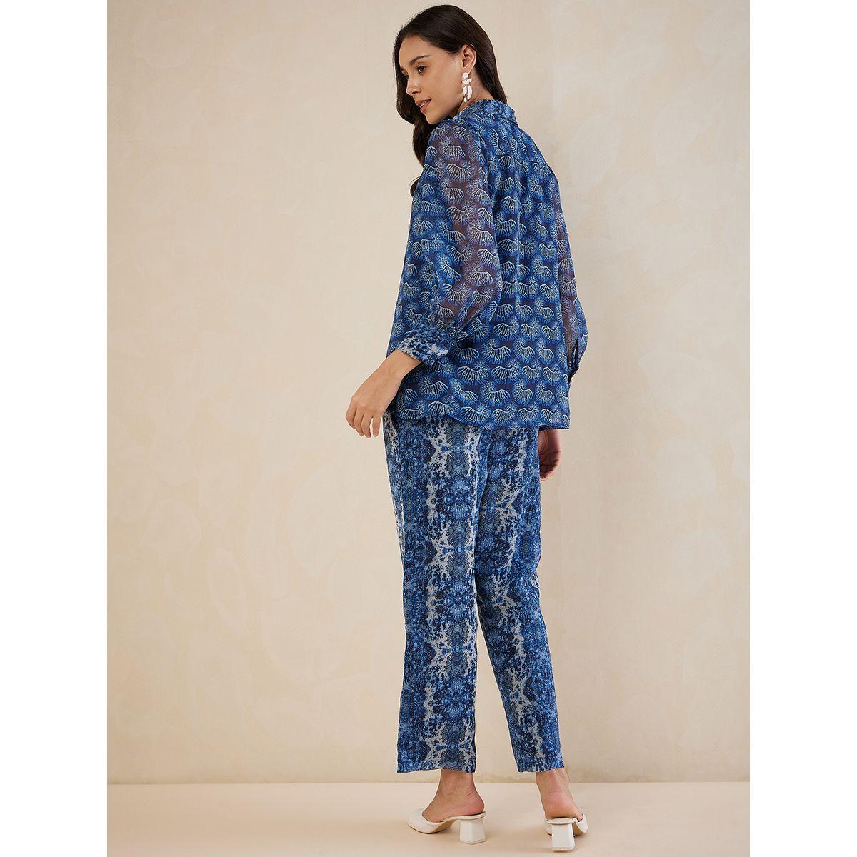 طقم منسق من بنطال مع بلوزة بطبعة مجردة فِميلا × ستايلي-women-clothing-coordsets-image-4