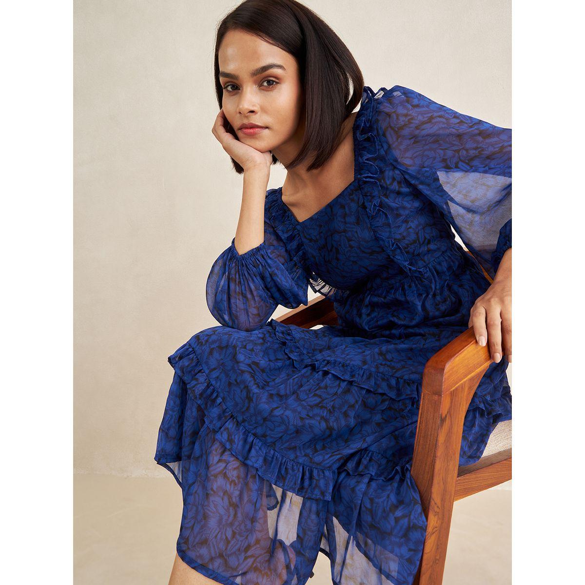 فستان ميدي بكسرات وياقة مربعة مع كشكش فِميلا × ستايلي-women-clothing-dresses-image-6