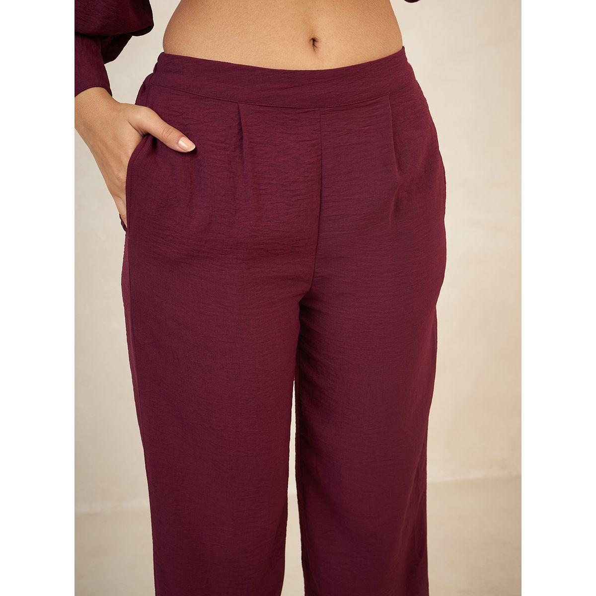 طقم منسق من بنطال مع بلوزة سادة بحافة غير متماثلة الطول فِميلا × ستايلي-women-clothing-coordsets-image-8