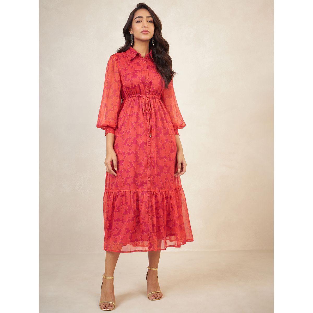 Femmella X Styli  Floral Print Button Down A-Line Midi Dress-women-clothing-dresses-image-1