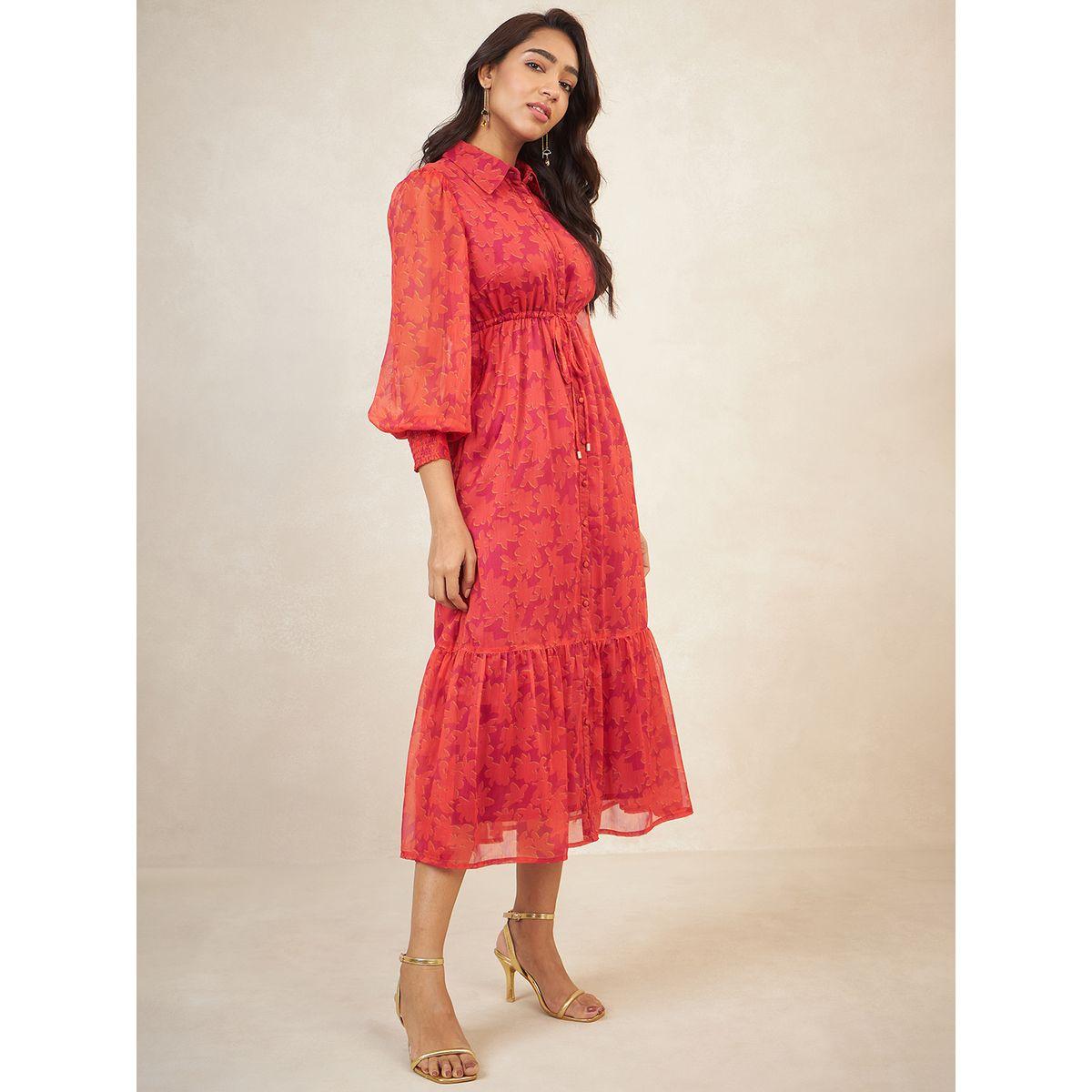 Femmella X Styli  Floral Print Button Down A-Line Midi Dress-women-clothing-dresses-image-2