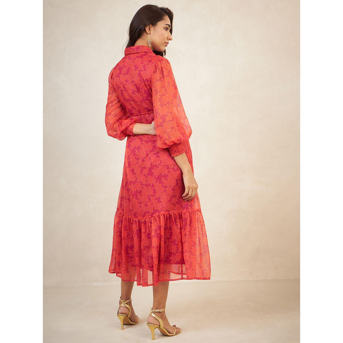 Femmella X Styli  Floral Print Button Down A-Line Midi Dress-women-clothing-dresses-image-4