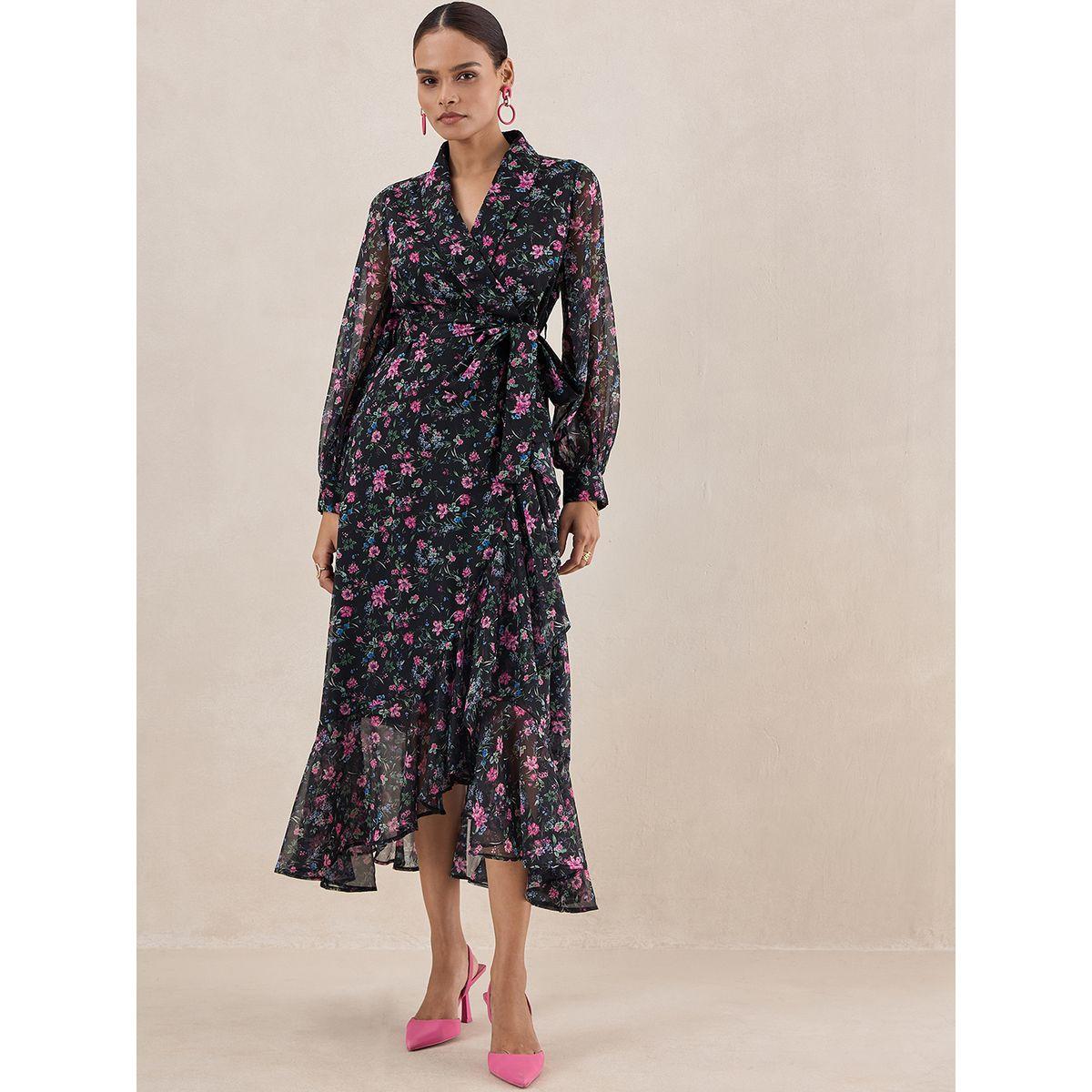 Femmella X Styli  Floral Print Collared Wrap Maxi Dress-women-clothing-dresses-image-1