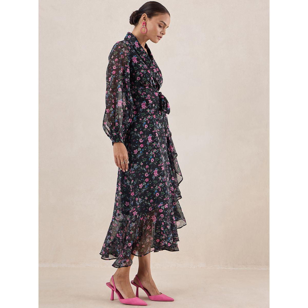 Femmella X Styli  Floral Print Collared Wrap Maxi Dress-women-clothing-dresses-image-2