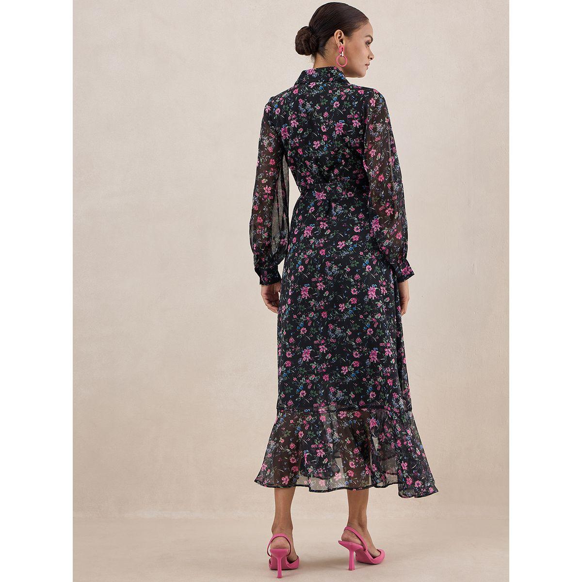 فستان طويل مطبع بزهور ونمط لف فِميلا × ستايلي-women-clothing-dresses-image-7