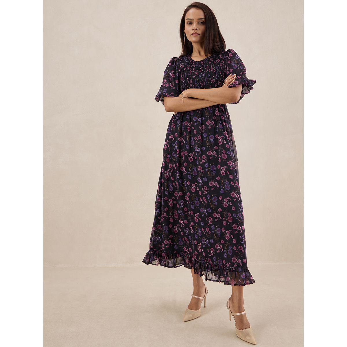 فستان طويل مطبع بالكامل بطبعة زهور فِميلا × ستايلي-women-clothing-dresses-image-2