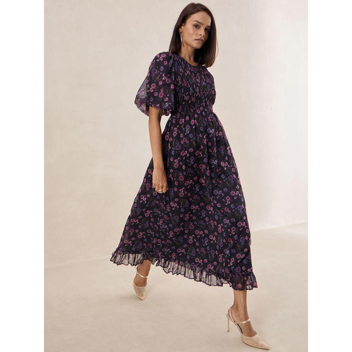 Femmella X Styli  All Over Floral Print Smocked Maxi Dress-women-clothing-dresses-image-6