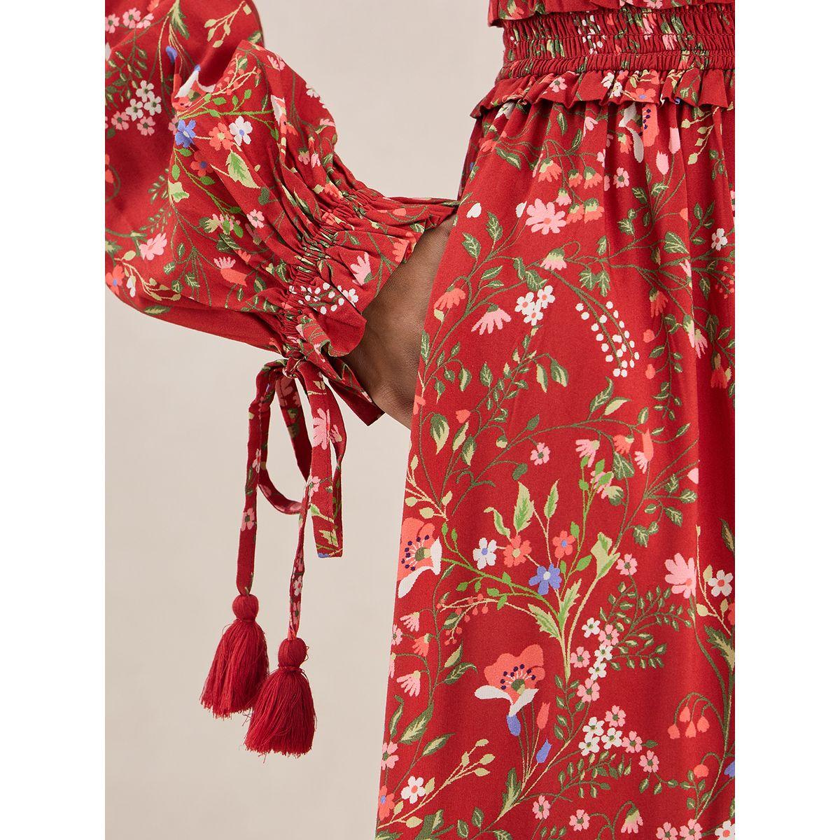 Femmella X Styli  Floral Smocked Long Sleeves Tiered Maxi Dress-women-clothing-dresses-image-3