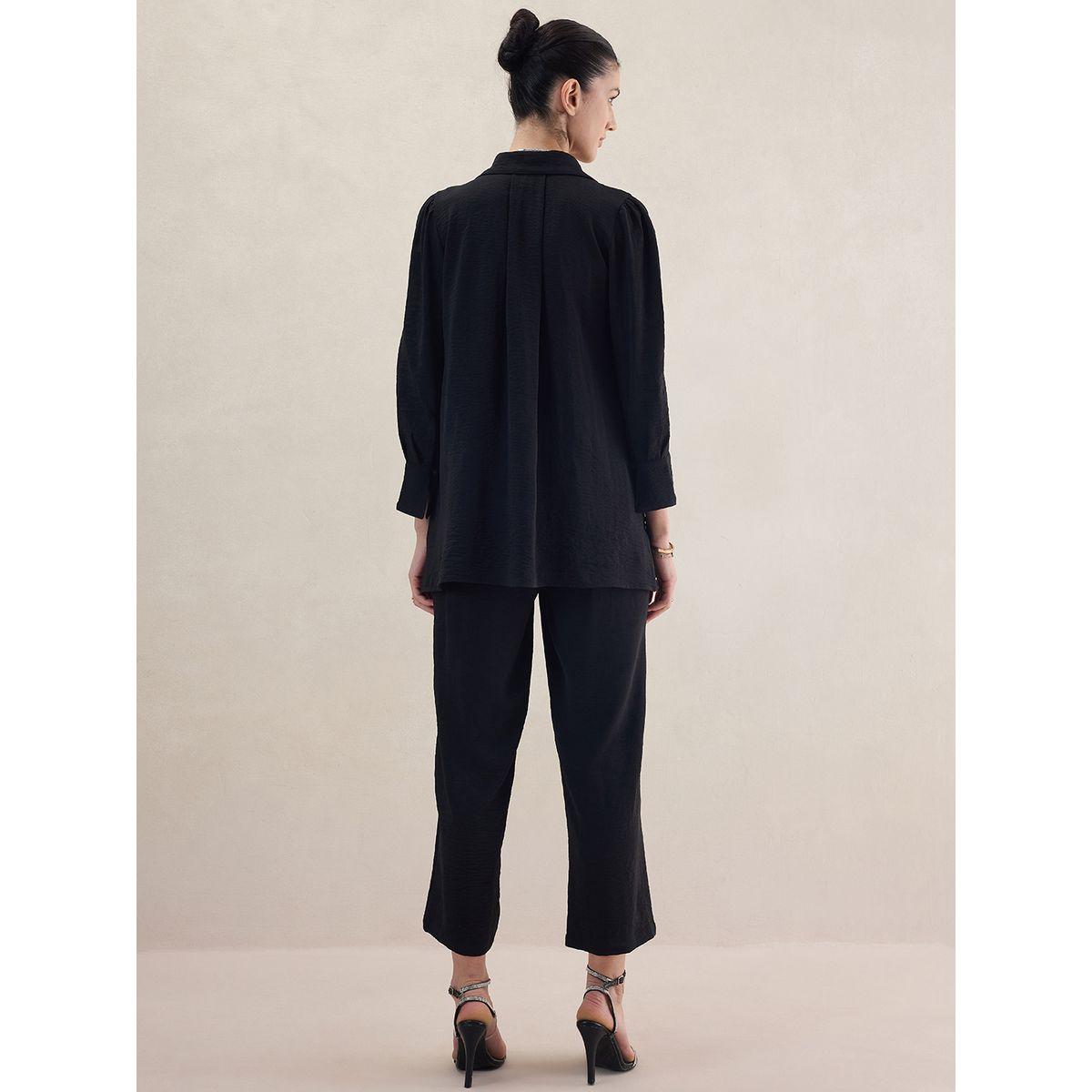 طقم منسق من بنطال وبلوزة مع ياقة بشق فِميلا × ستايلي-women-clothing-coordsets-image-6