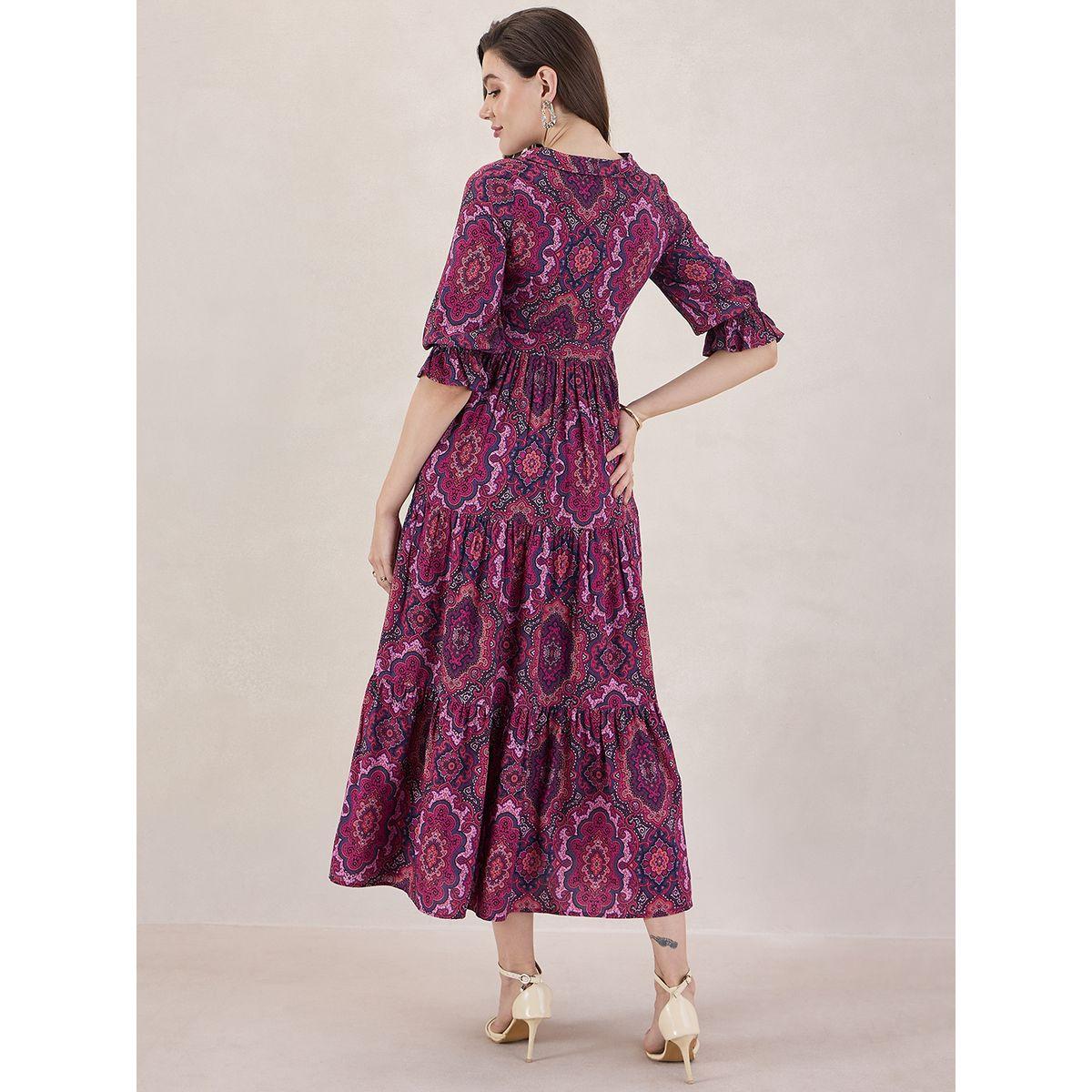 فستان طويل مطبع بالكامل مع كسرات فِميلا × ستايلي-women-clothing-dresses-image-4