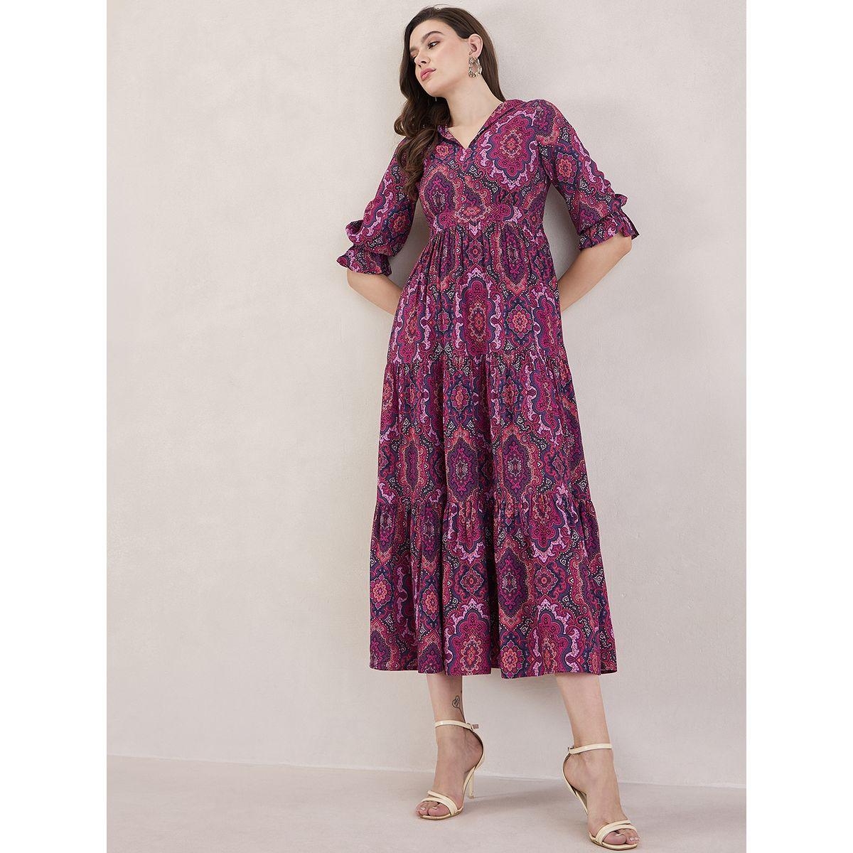 فستان طويل مطبع بالكامل مع كسرات فِميلا × ستايلي-women-clothing-dresses-image-5