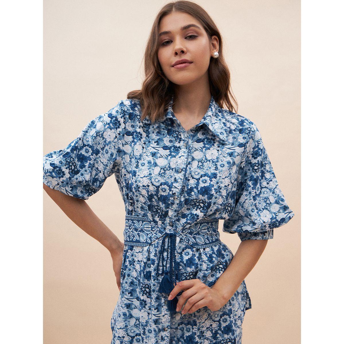 Femmella X Styli  All Over Floral Print Longline Top & Pants Co-Ords-women-clothing-coordsets-image-4