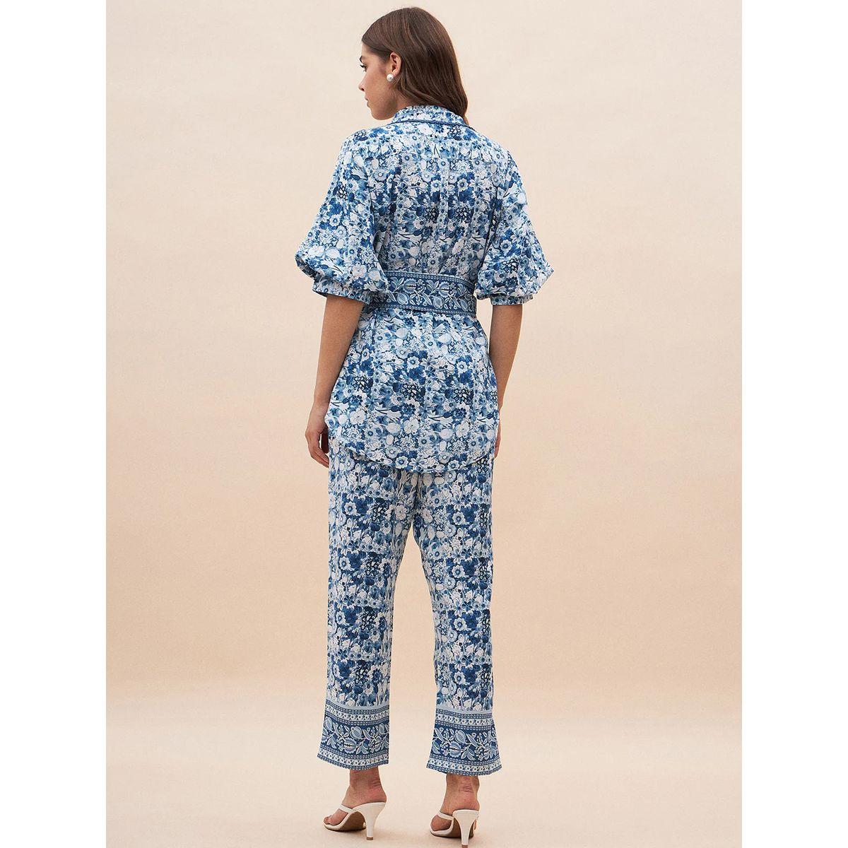 Femmella X Styli  All Over Floral Print Longline Top & Pants Co-Ords-women-clothing-coordsets-image-5