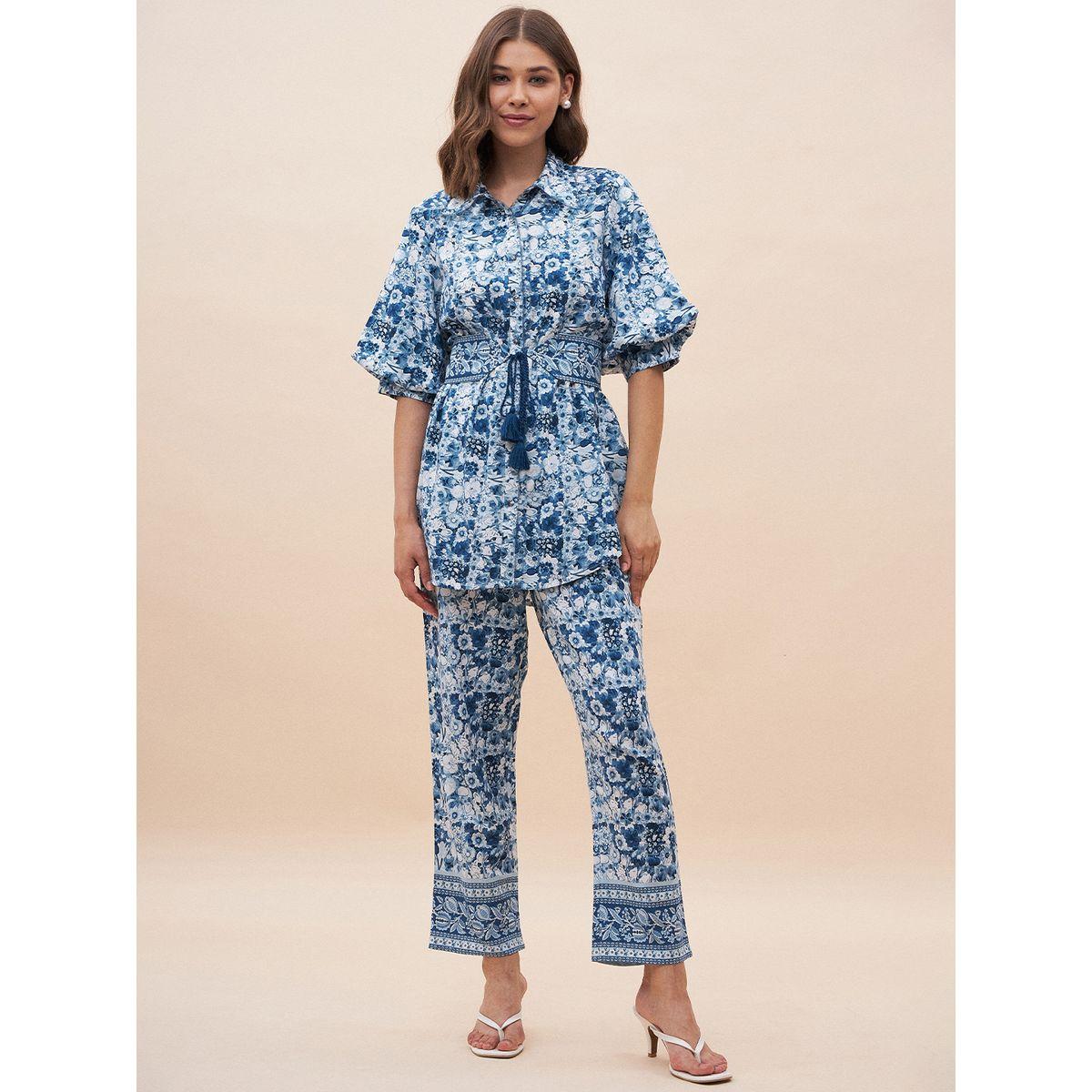 Femmella X Styli  All Over Floral Print Longline Top & Pants Co-Ords-women-clothing-coordsets-image-7