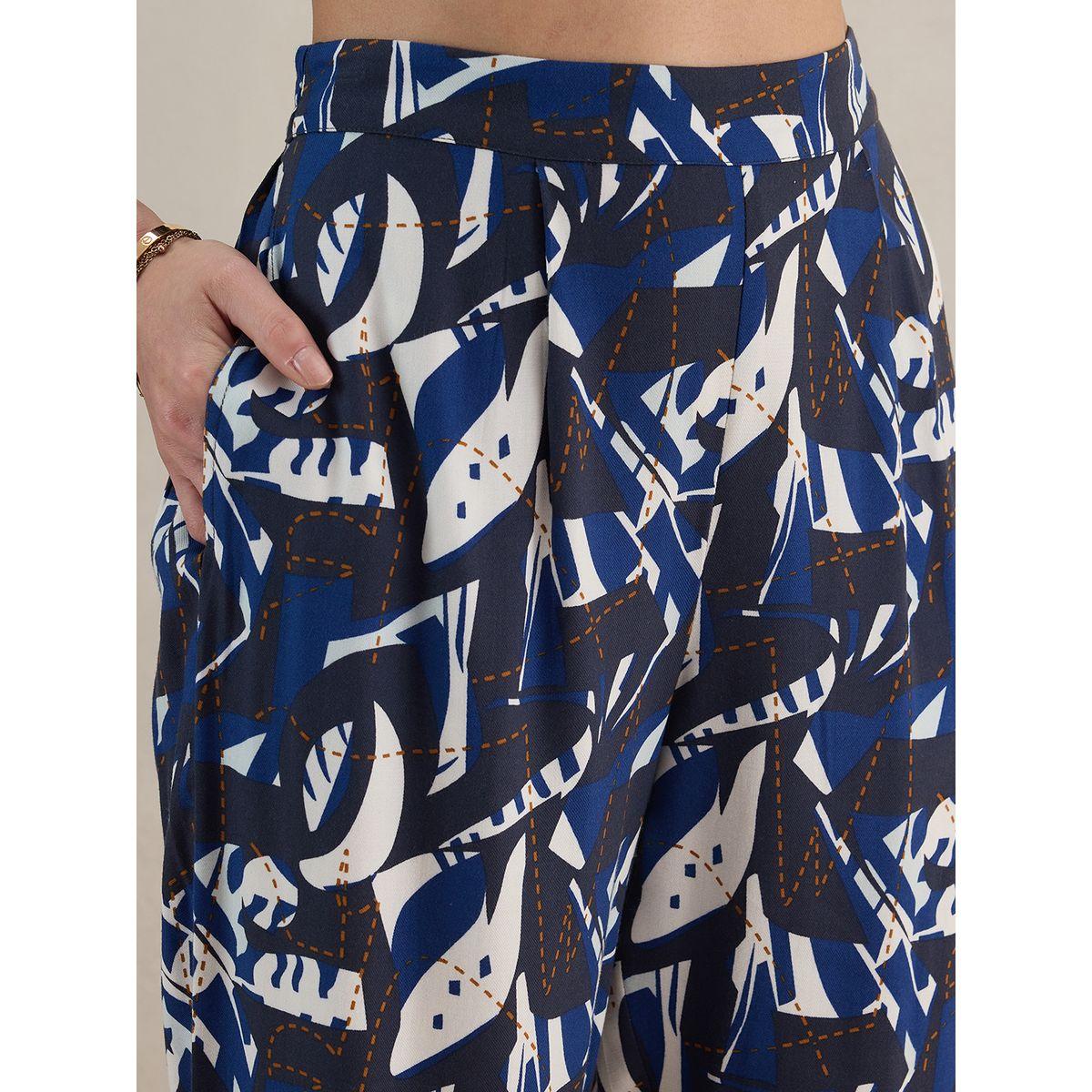 Femmella X Styli  Abstract Print Longline Top & Pants Co-Ords-women-clothing-coordsets-image-7