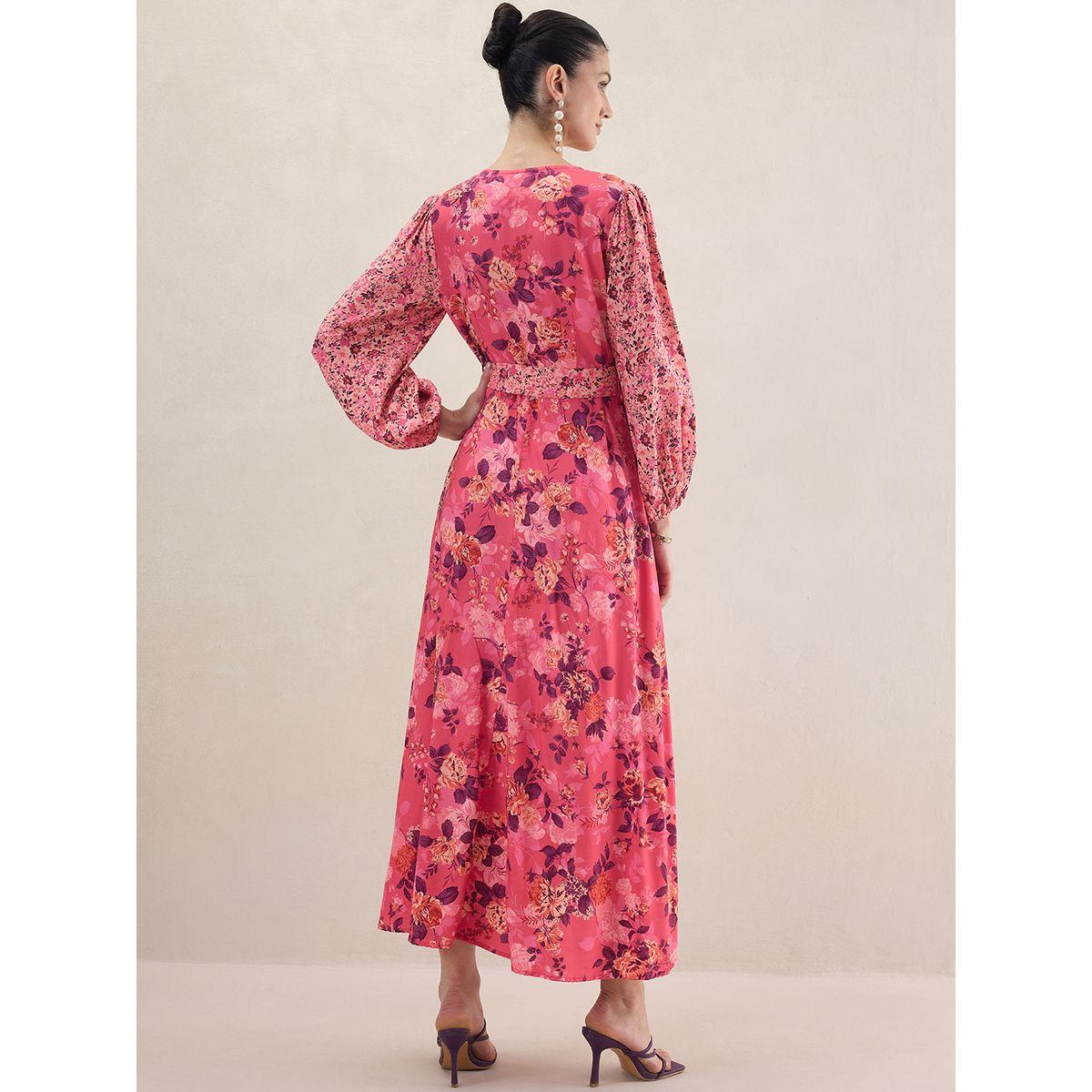 فستان طويل بنمط لف وطبعة زهور فِميلا × ستايلي-women-clothing-dresses-image-5
