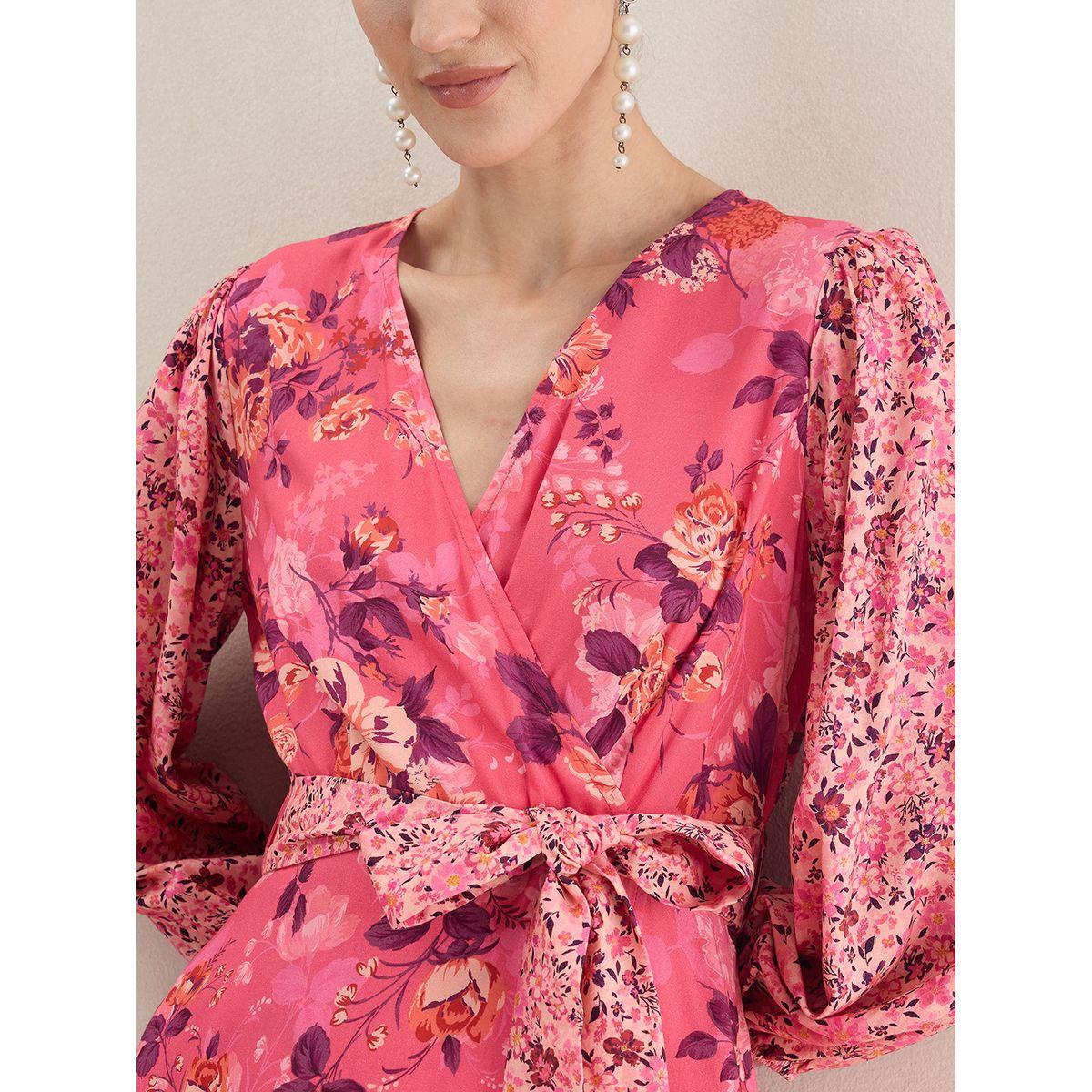 فستان طويل بنمط لف وطبعة زهور فِميلا × ستايلي-women-clothing-dresses-image-6