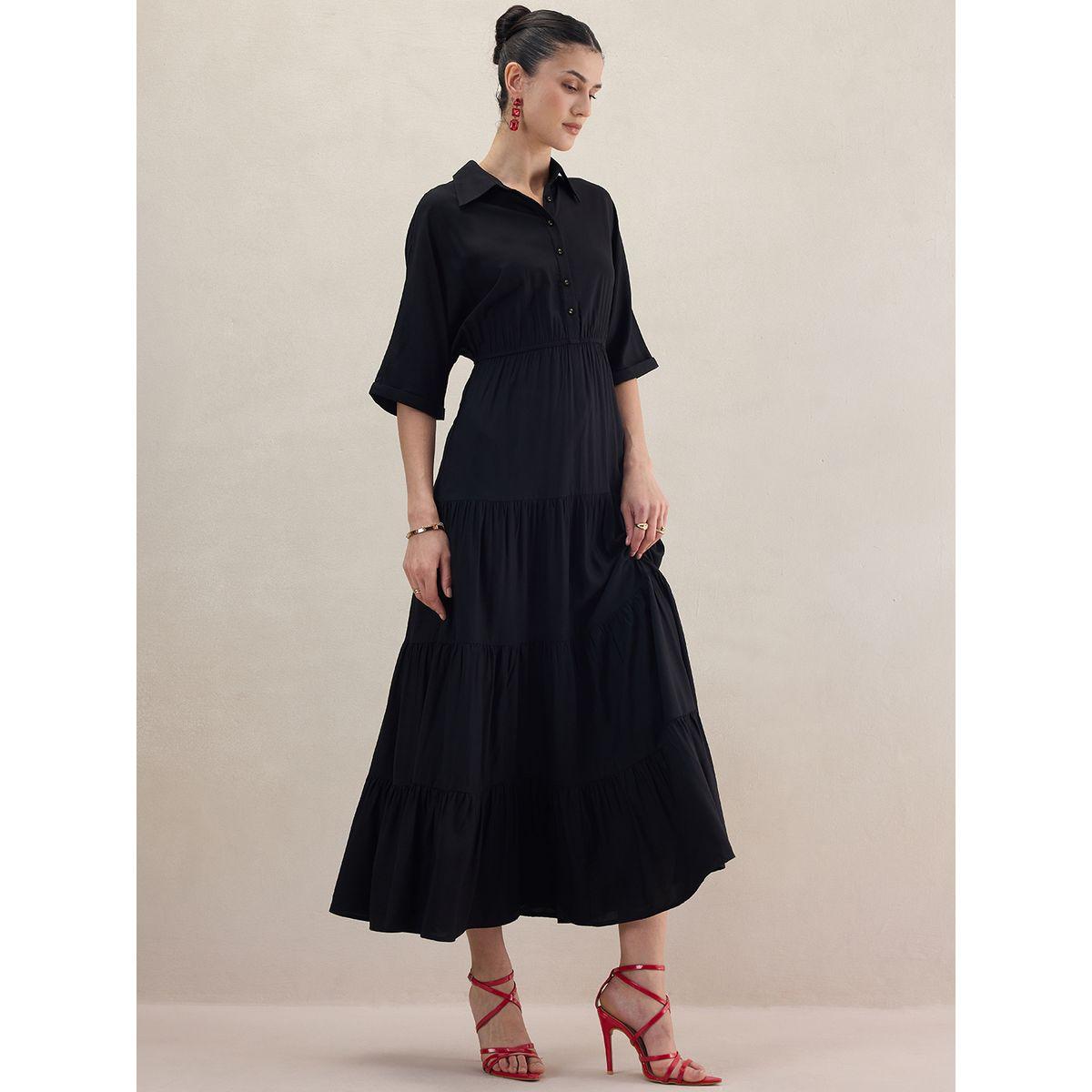 فستان طويل بكسرات مع اكمام كيمونو فِميلا × ستايلي-women-clothing-dresses-image-2