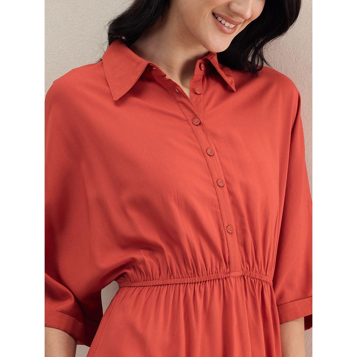 فستان طويل سادة بكسرات مع اكمام كيمونو فِميلا × ستايلي-women-clothing-dresses-image-3