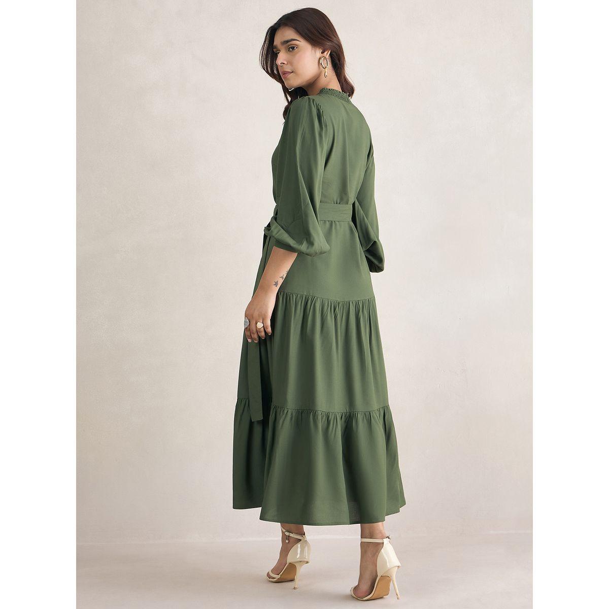 فستان طويل بكسرات مع حزام خصر فِميلا × ستايلي-women-clothing-dresses-image-5