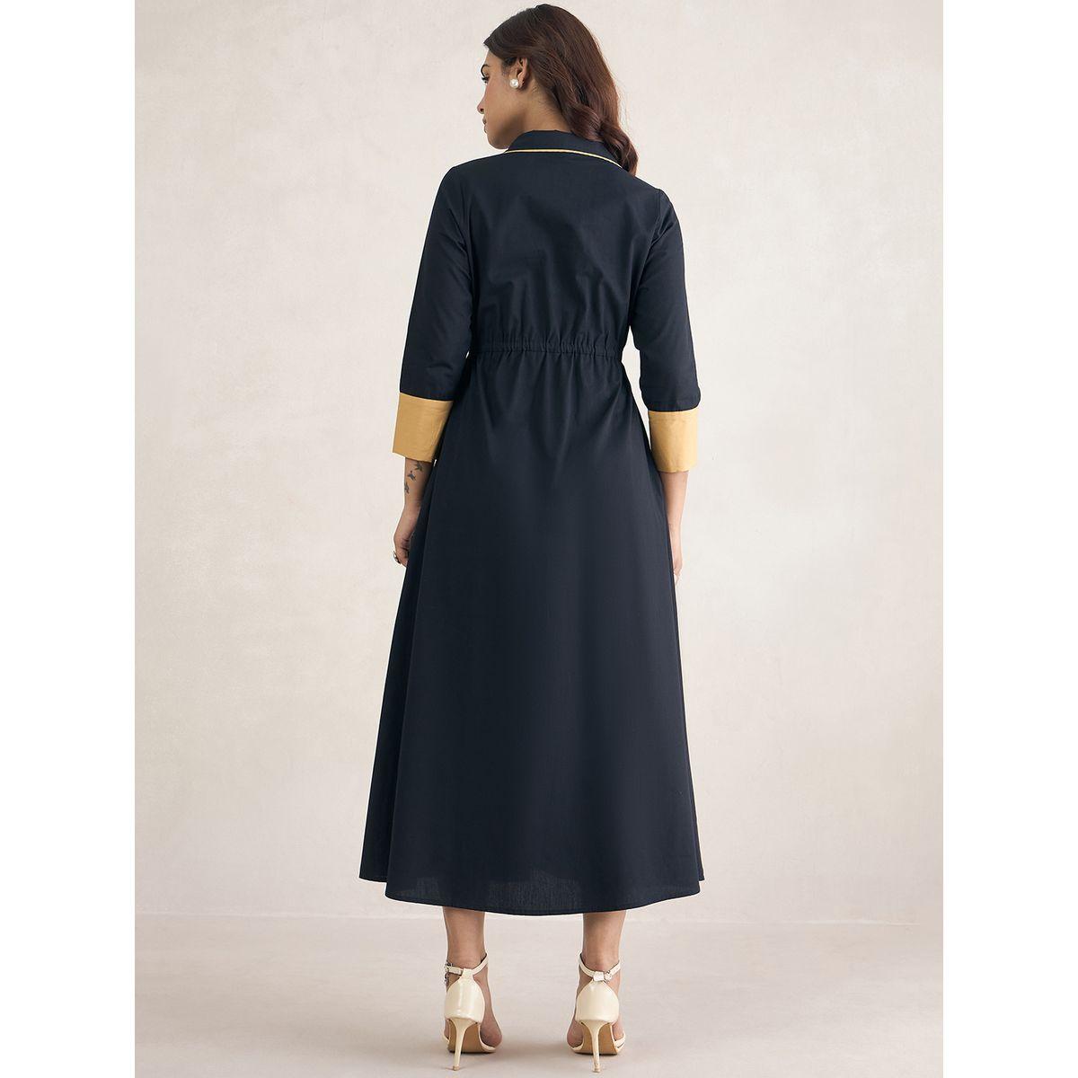 فستان طويل بازرار واساور بتفاصيل مُتباينة فِميلا × ستايلي-women-clothing-dresses-image-5