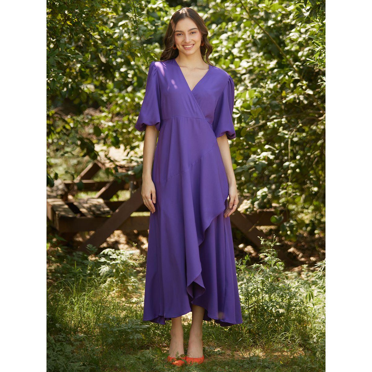 Femmella X Styli  Wrap Ruffle Maxi Dress with Cuffed Sleeve-women-clothing-dresses-image-4