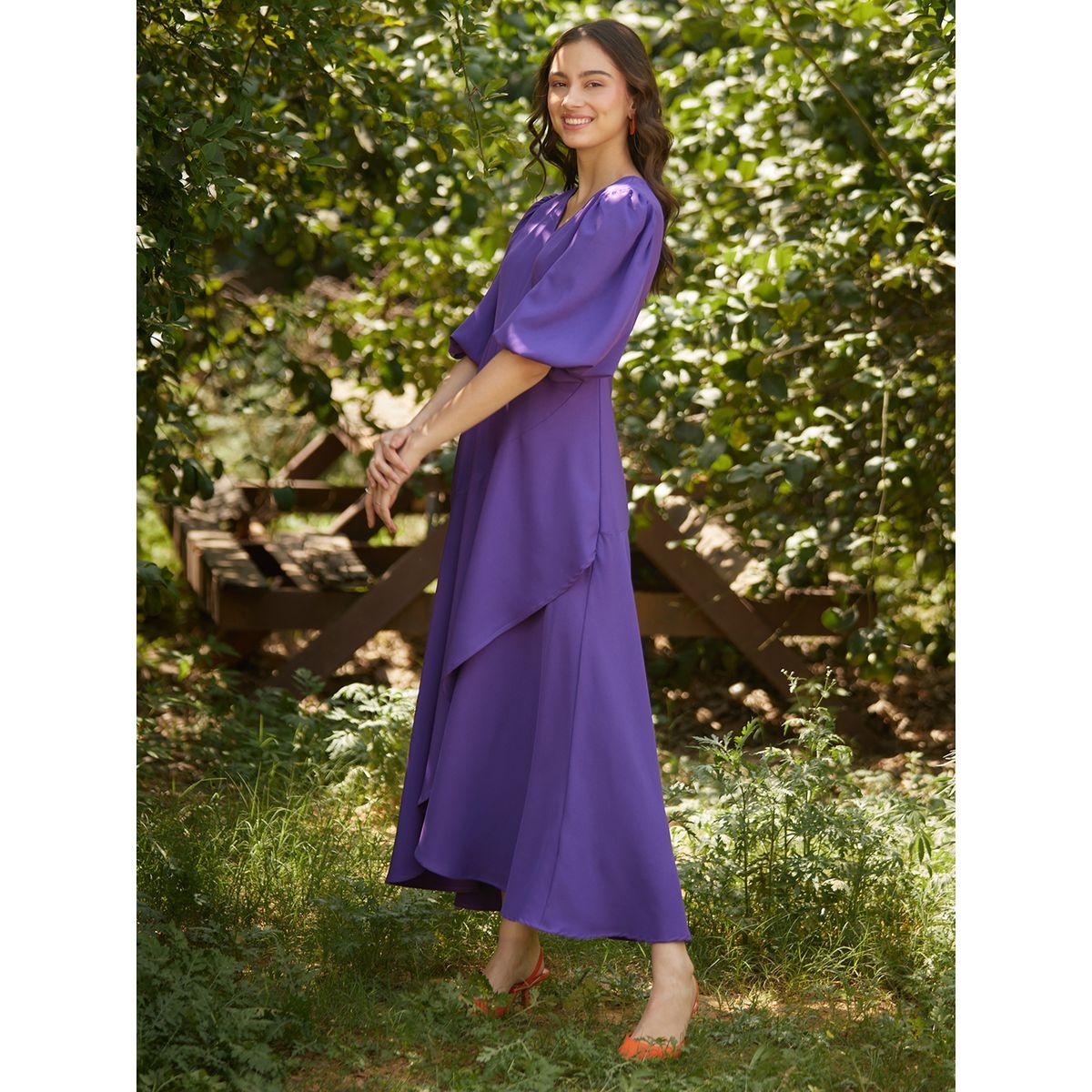 Femmella X Styli  Wrap Ruffle Maxi Dress with Cuffed Sleeve-women-clothing-dresses-image-5
