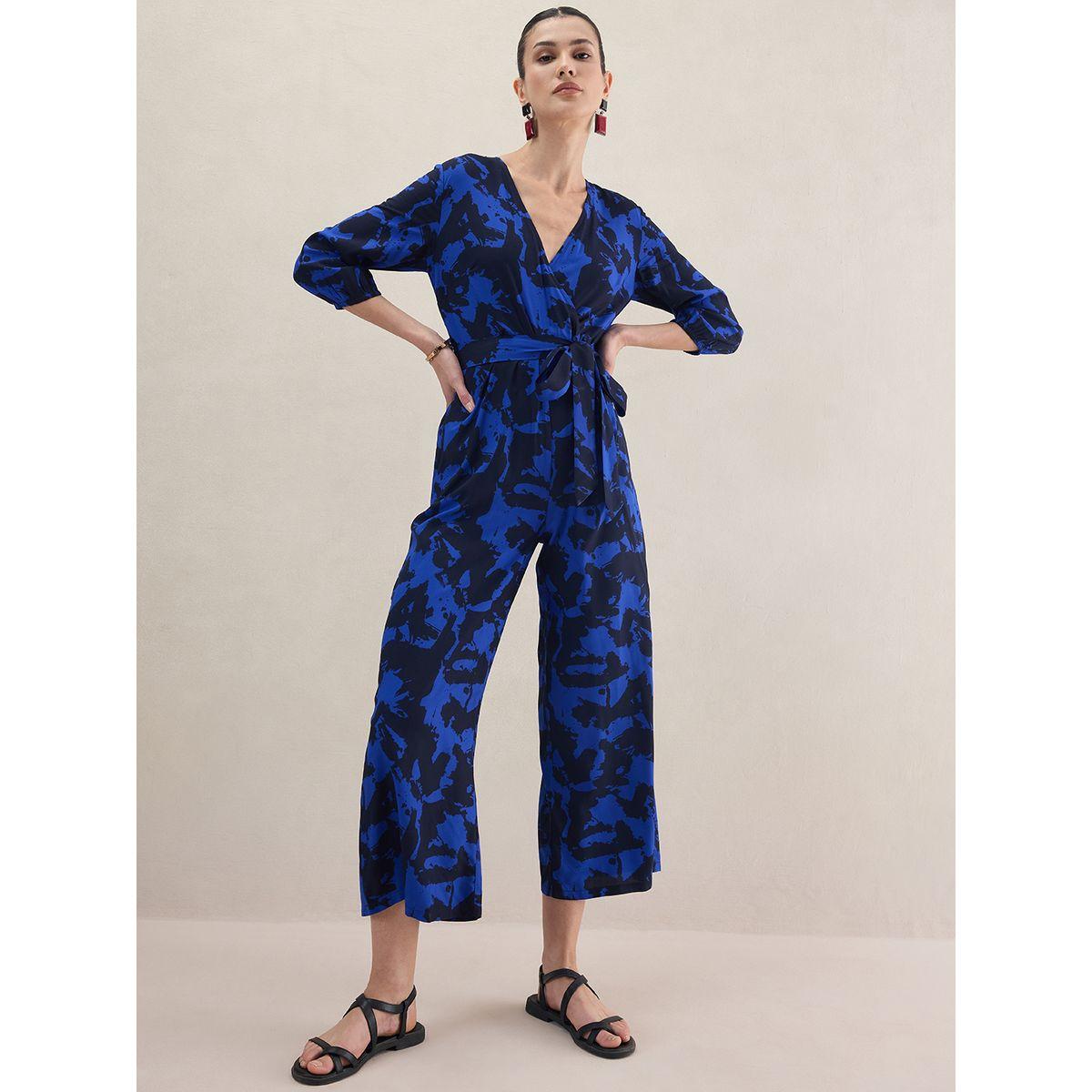 Femmella X Styli  Abstract Print V Neck Wrap Jumpsuit-women-clothing-jumpsuits-image-5