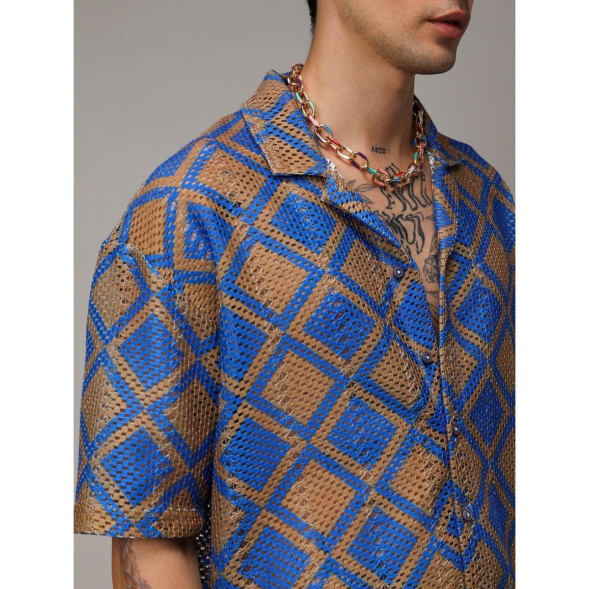 قميص فضفاض مطبع بأنماط هندسية كامبوس سوترا × ستايلي-men-clothing-shirts-image-2