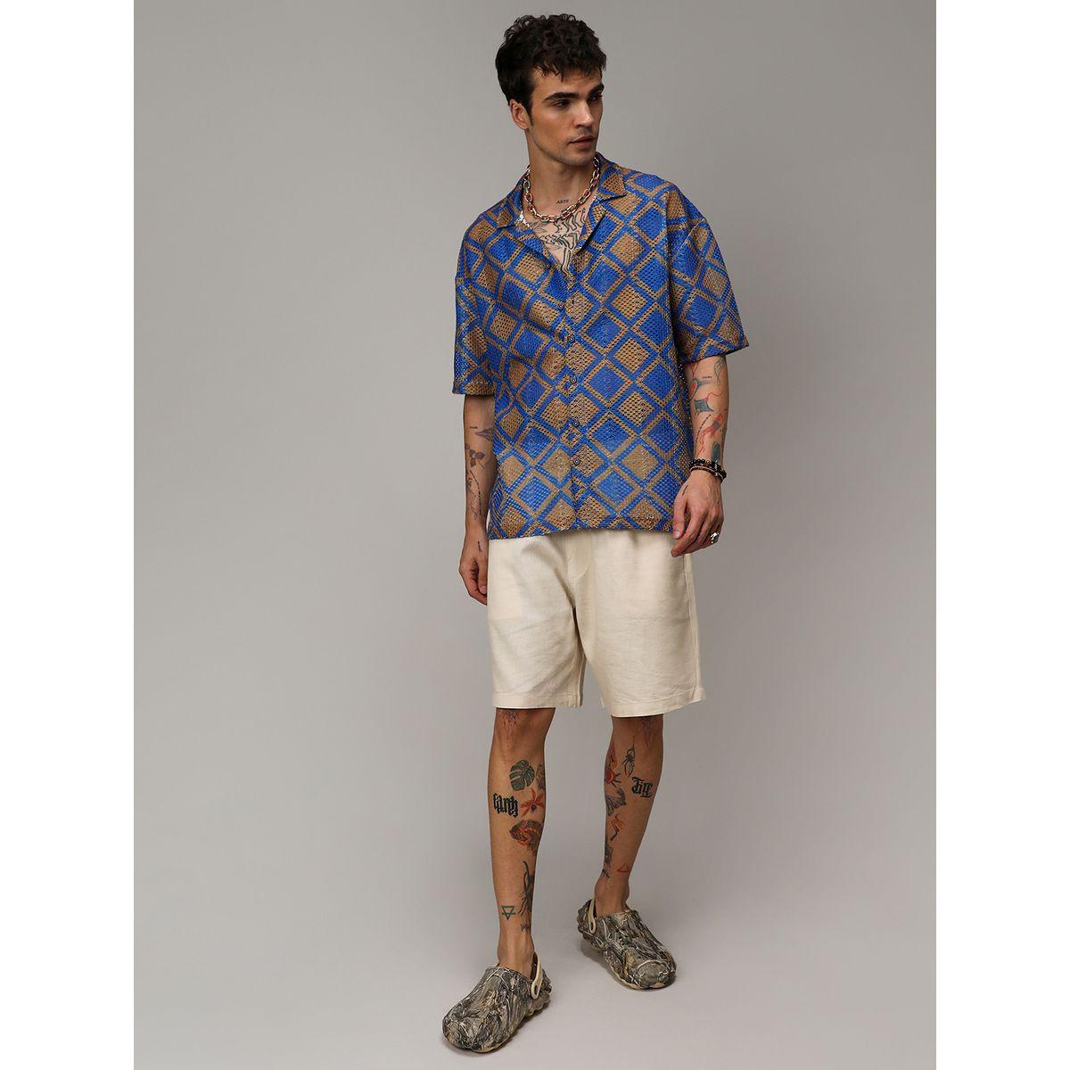 Campus Sutra X Styli  Geometric Block Oversized Shirt-men-clothing-shirts-image-4