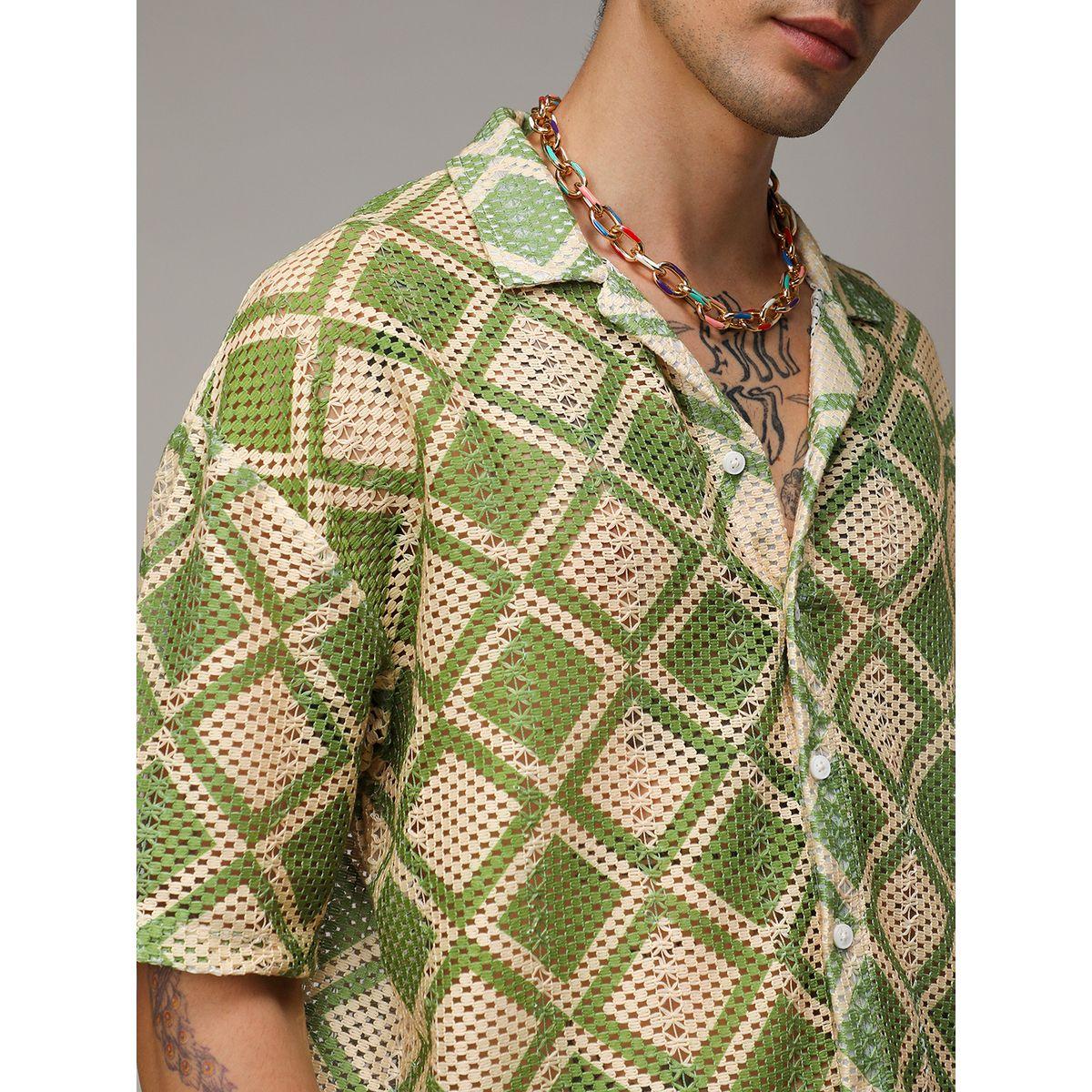 قميص فضفاض مطبع بأنماط هندسية كامبوس سوترا × ستايلي-men-clothing-shirts-image-2
