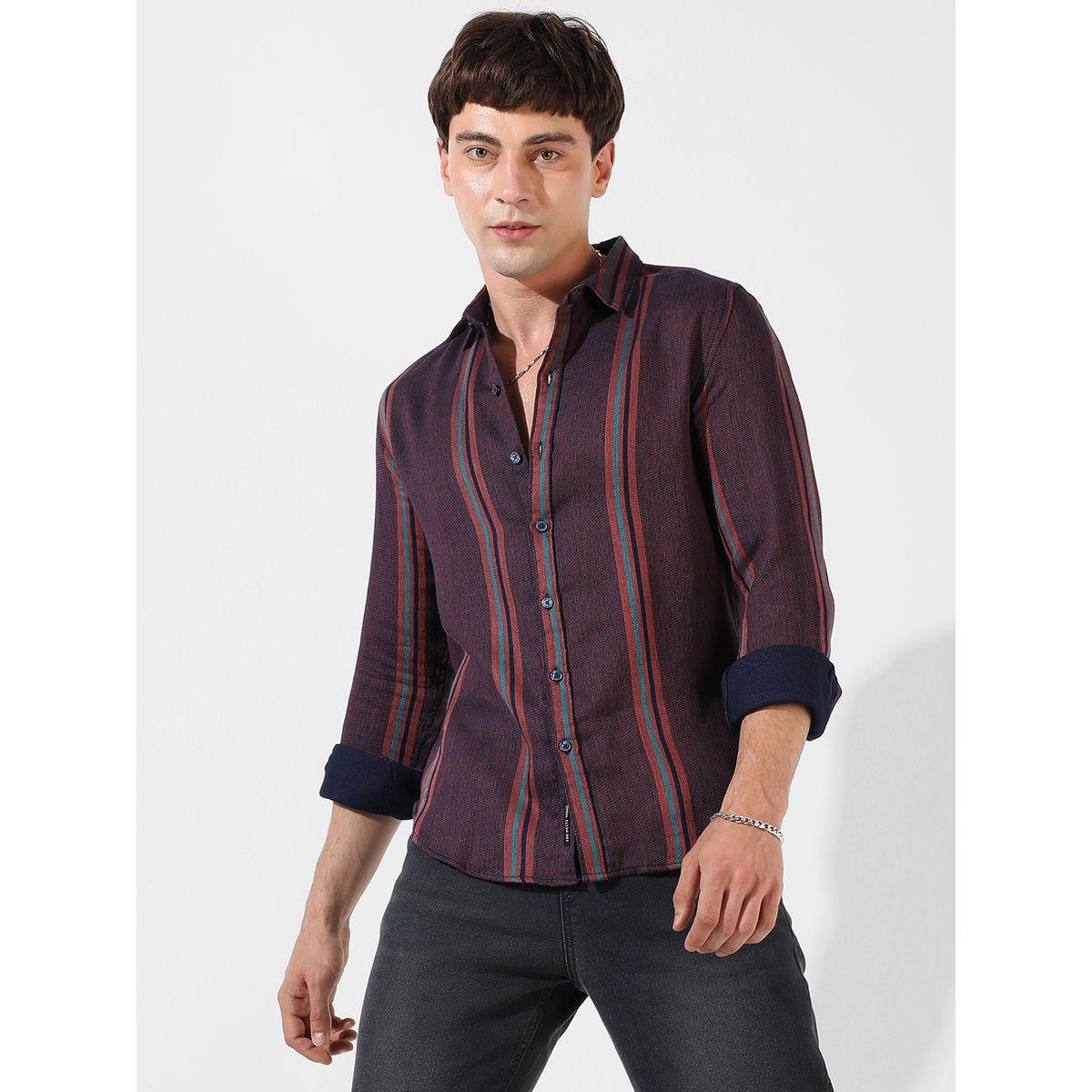 قميص قطن كاجوال مطبع بخطوط كامبوس سوترا × ستايلي-men-clothing-shirts-image-1