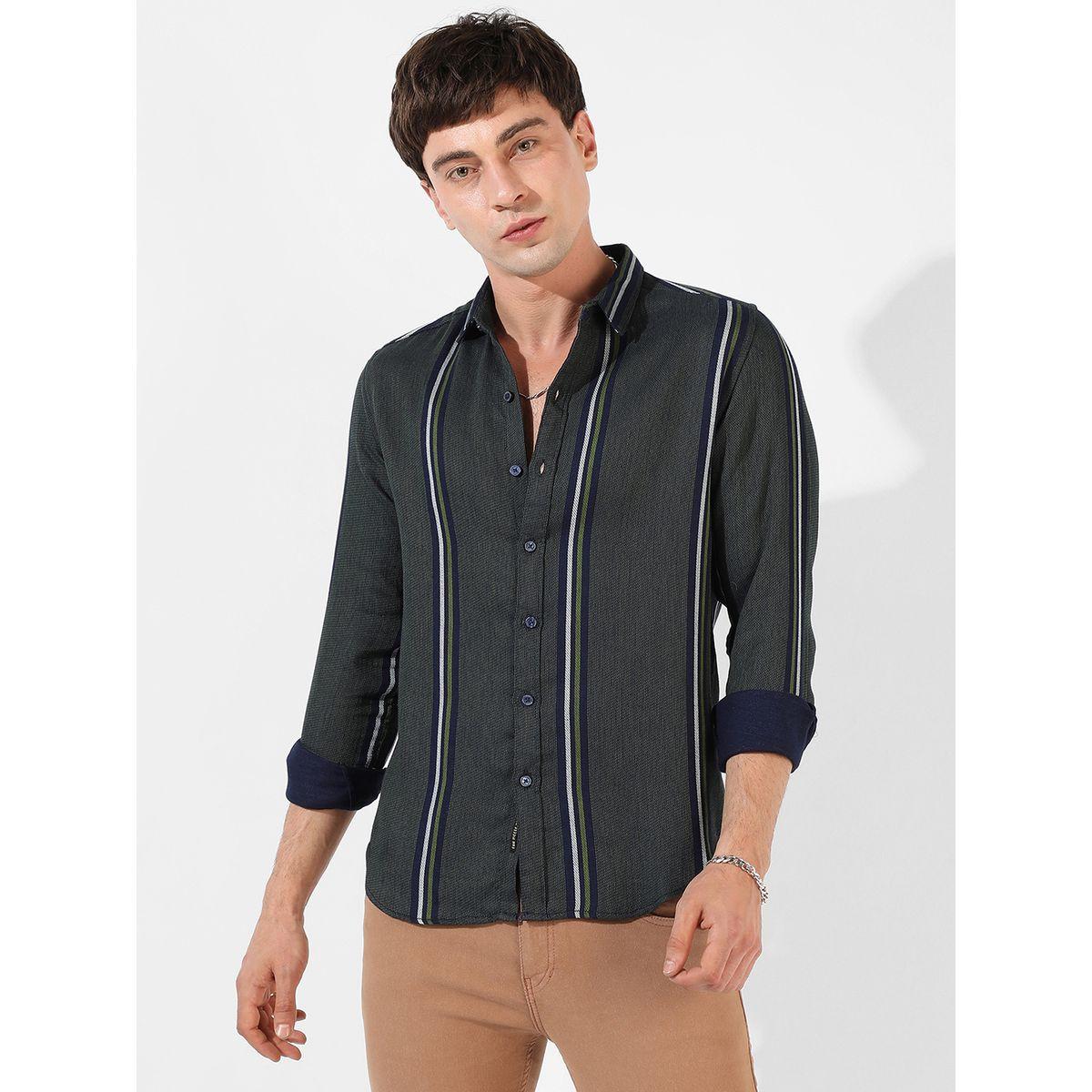 قميص قطن كاجوال مطبع بخطوط كامبوس سوترا × ستايلي-men-clothing-shirts-image-1