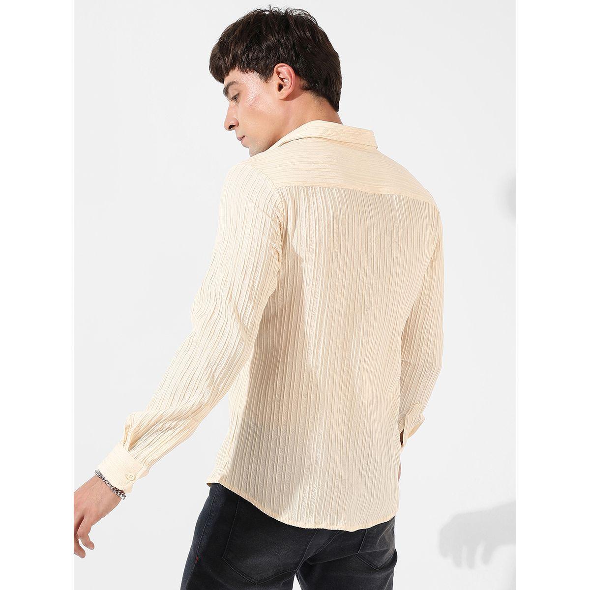 Campus Sutra X Styli  Self-Design Textured Button-Down Shirt-men-clothing-shirts-image-3