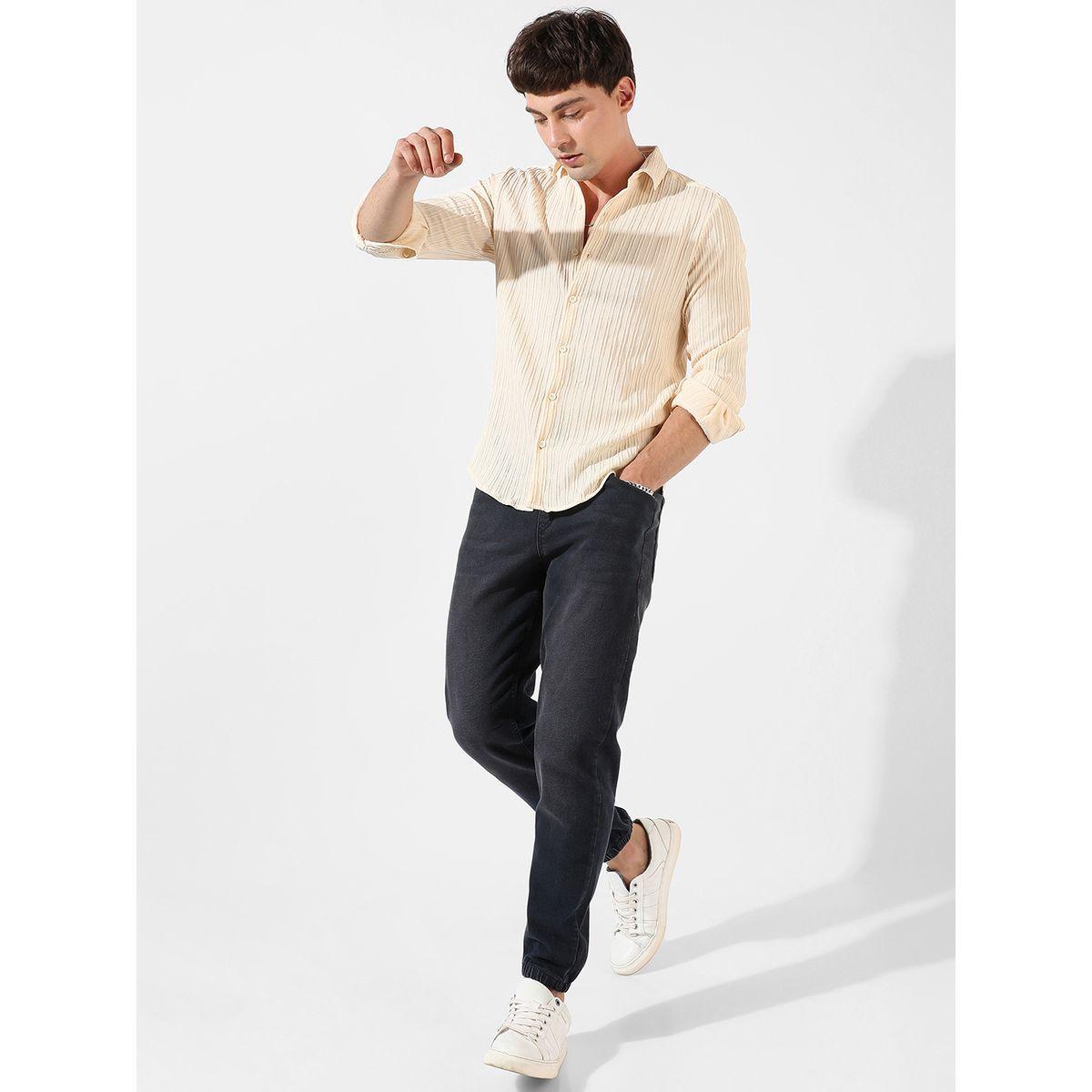 Campus Sutra X Styli  Self-Design Textured Button-Down Shirt-men-clothing-shirts-image-4
