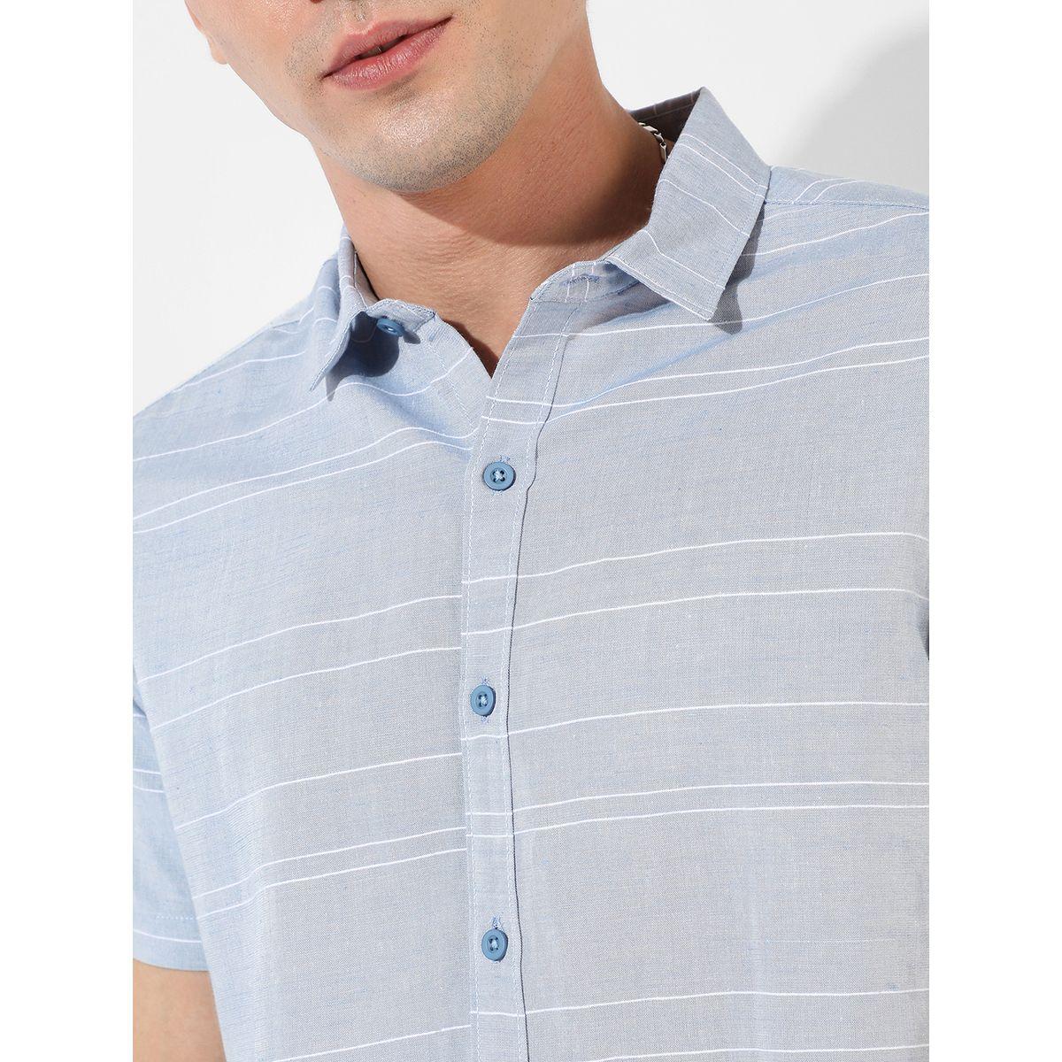 Campus Sutra X Styli  Textured Striped Casual Button-Down Shirt-men-clothing-shirts-image-2