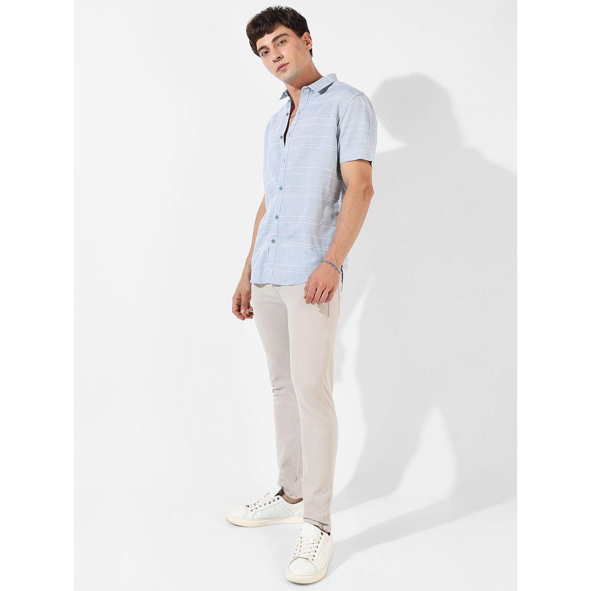 Campus Sutra X Styli  Textured Striped Casual Button-Down Shirt-men-clothing-shirts-image-4