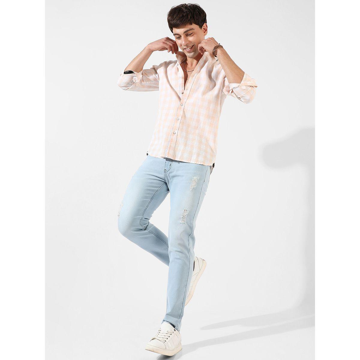 Campus Sutra X Styli  Gingham Checked Button-Down Casual Shirt-men-clothing-shirts-image-4