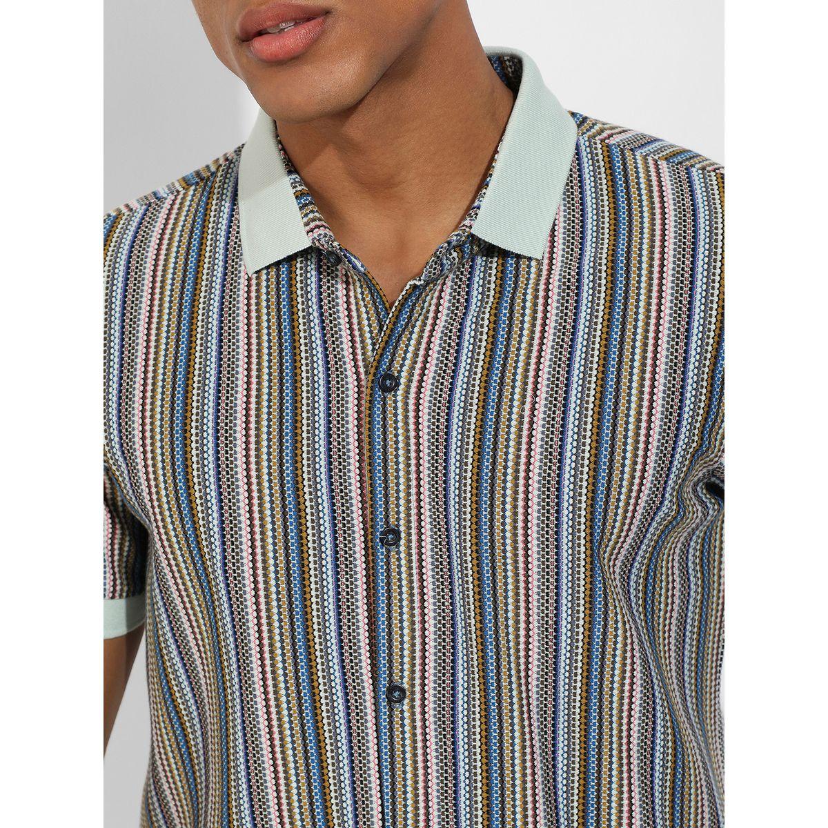 Campus Sutra X Styli  Contrast Knitted Button Down Shirt-men-clothing-shirts-image-2