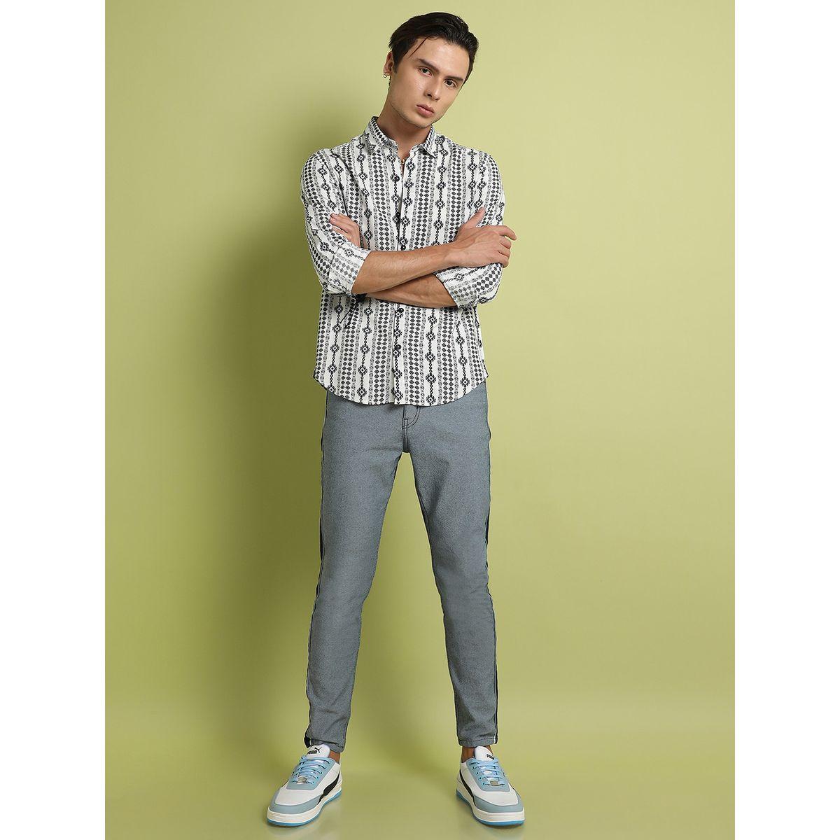 Campus Sutra X Styli  Geometric Aztec Print Buttoned Shirt-men-clothing-shirts-image-4