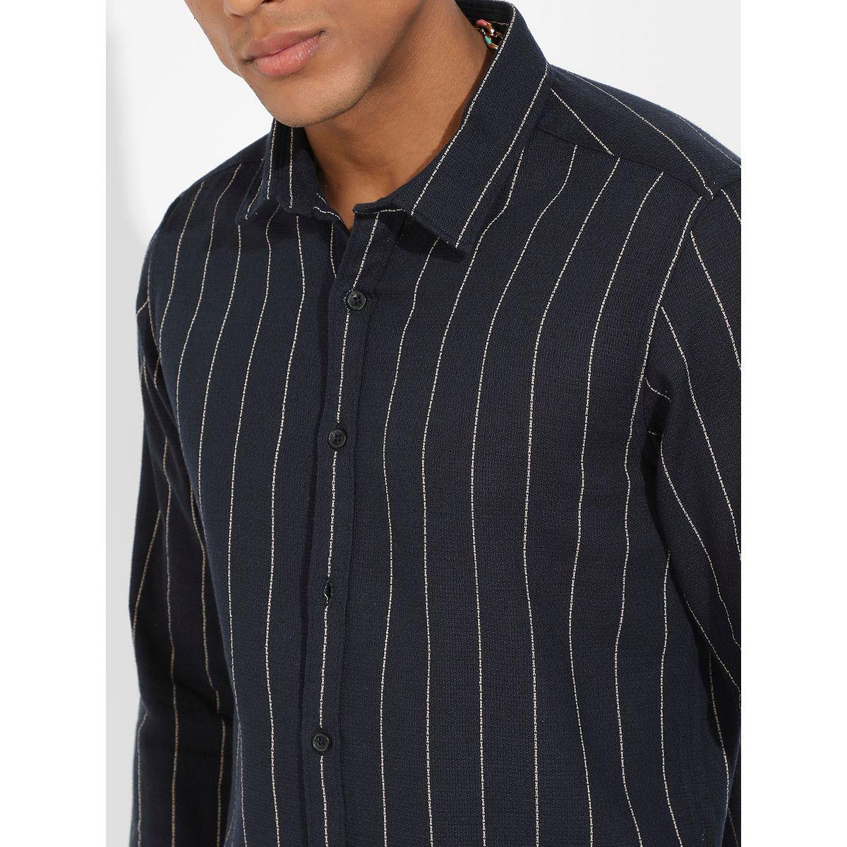 Campus Sutra X Styli  Pinstriped Button Down Shirt-men-clothing-shirts-image-2