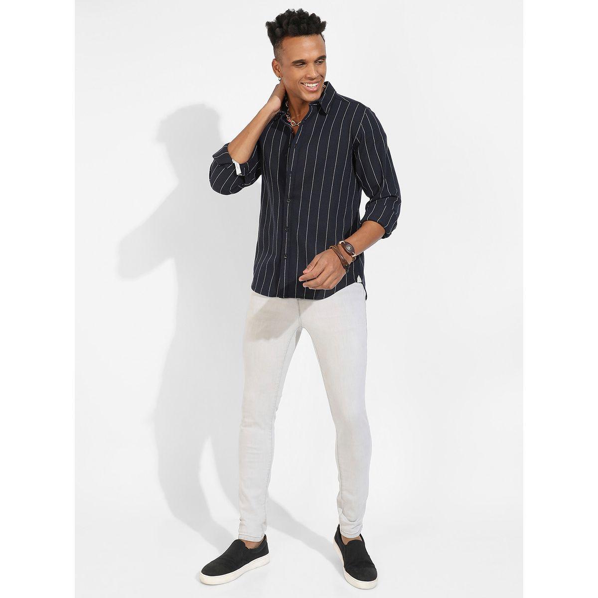 Campus Sutra X Styli  Pinstriped Button Down Shirt-men-clothing-shirts-image-4
